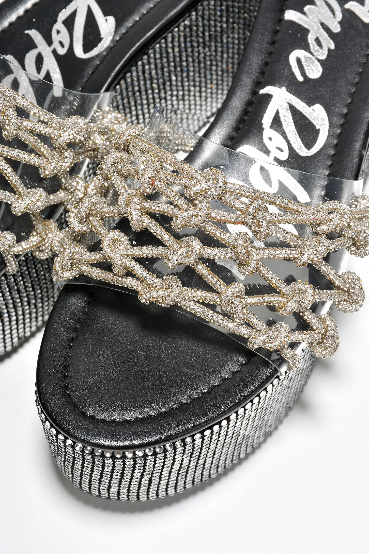 Yelena Round Toe Rhinestone Rope Platform - Black sold by Cape Robbin product image thumbnail 5