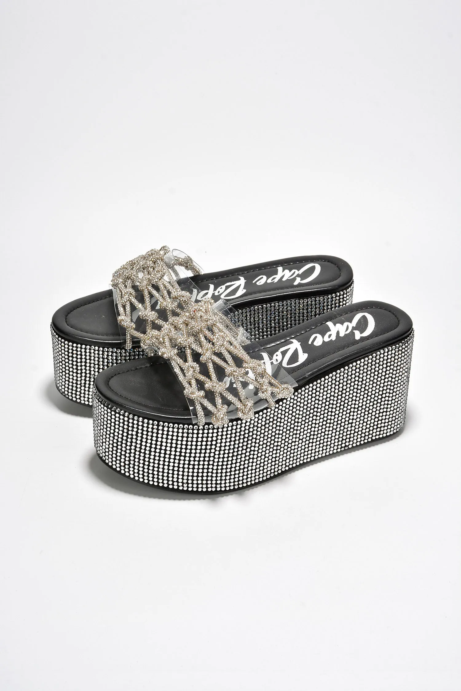 Yelena Round Toe Rhinestone Rope Platform - Black sold by Cape Robbin product image thumbnail 4