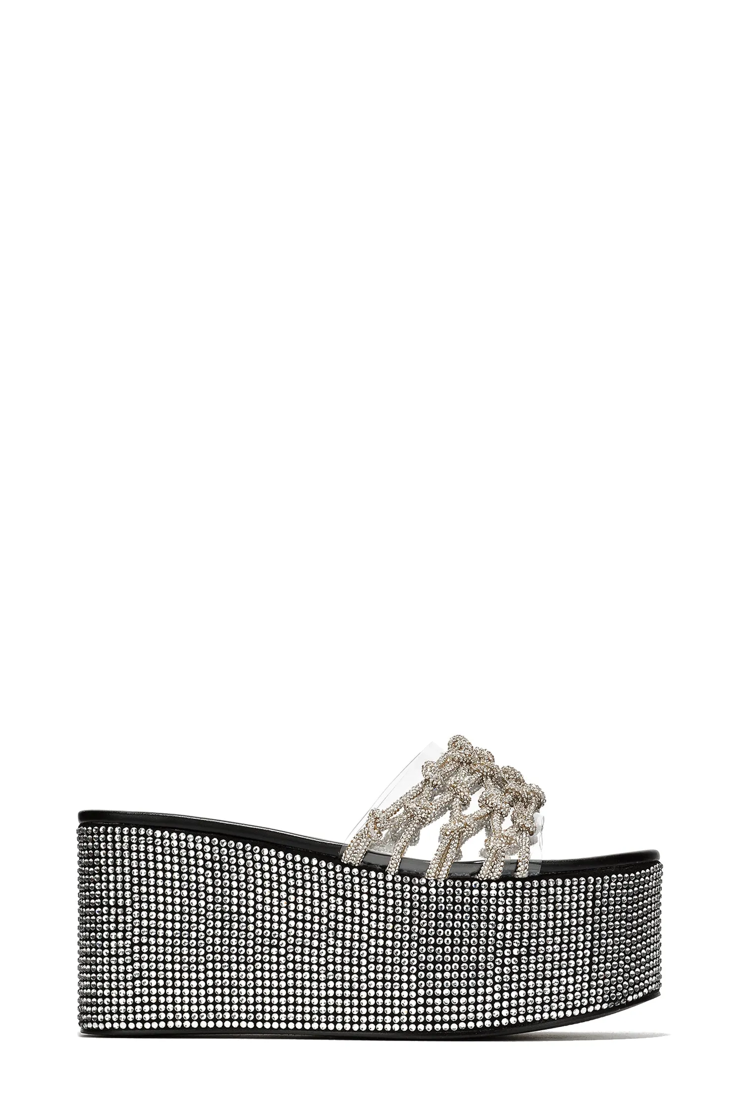 Yelena Round Toe Rhinestone Rope Platform - Black sold by Cape Robbin product image thumbnail 3