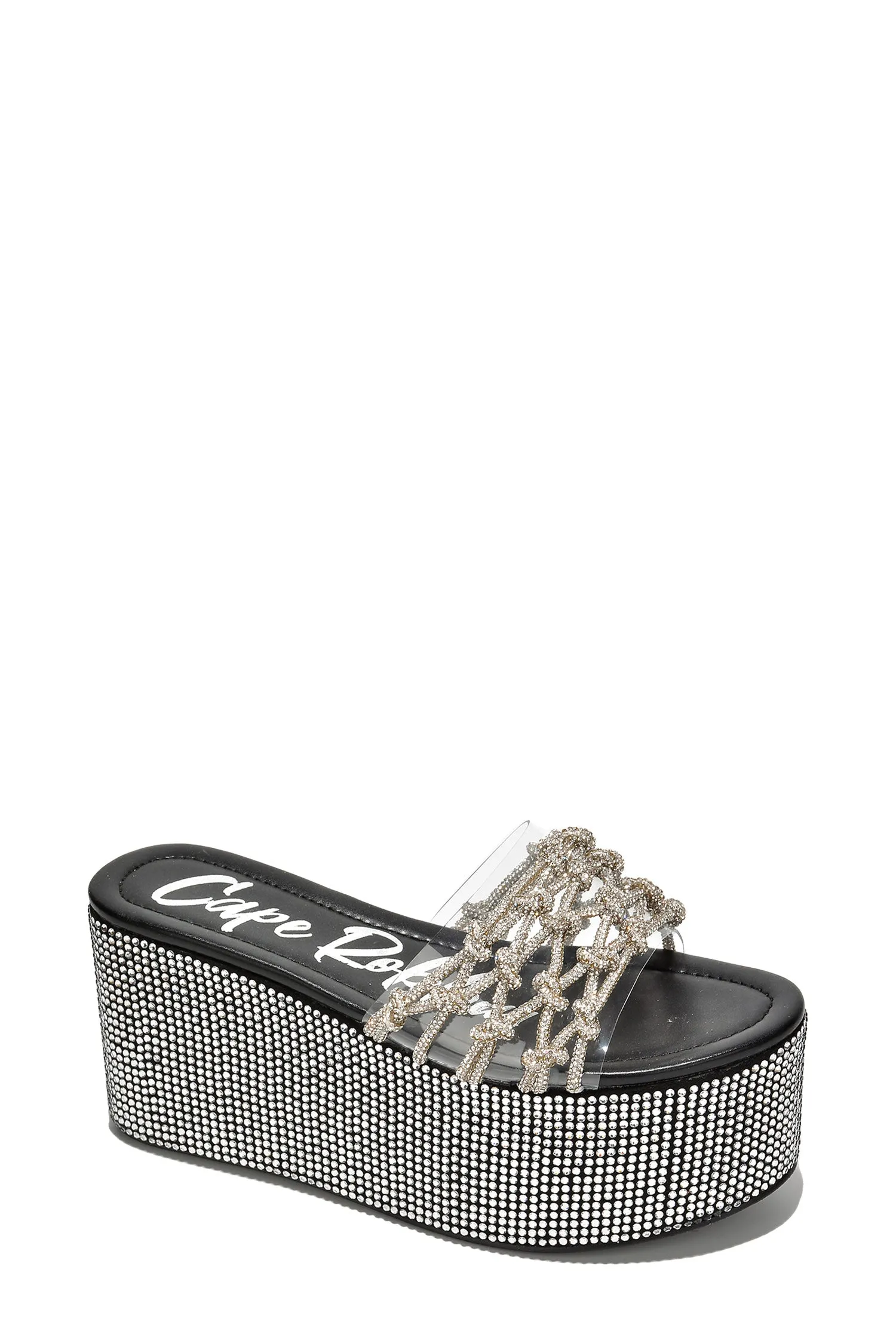 Yelena Round Toe Rhinestone Rope Platform - Black sold by Cape Robbin product image thumbnail 2