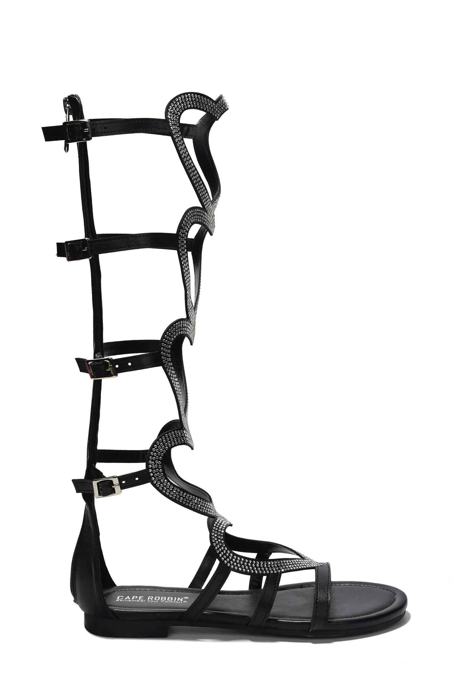 Sennaya Rhinestone Embellished Hearts Sandals - Black sold by Cape Robbin product image thumbnail 2