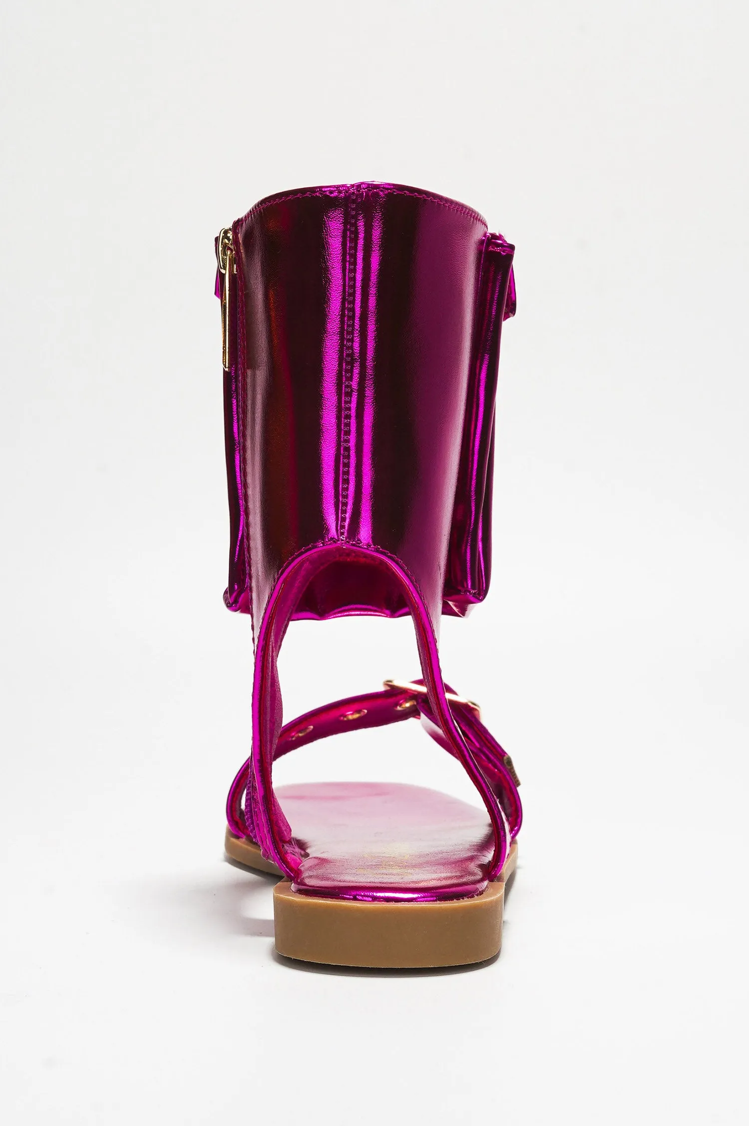 Natalie Metallic Pouch Buckle Ankle Strap Square Toe Sandals - Pink sold by Cape Robbin product image thumbnail 4