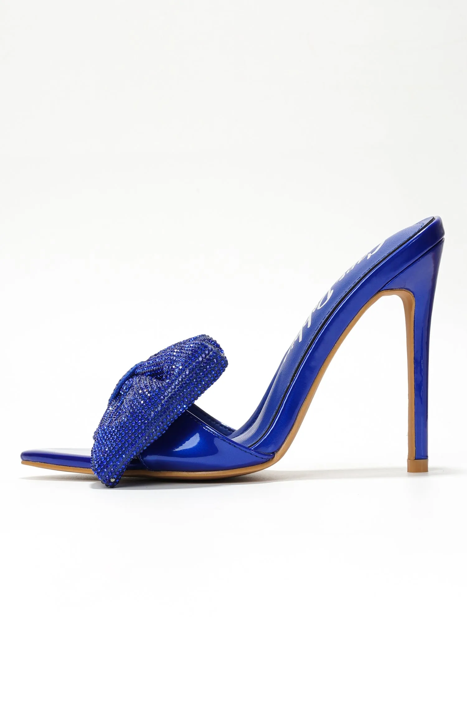 Dania High Heels with Rhinestone Bow Elegant Slip-On Stilettos - Blue sold by Cape Robbin product image thumbnail 3
