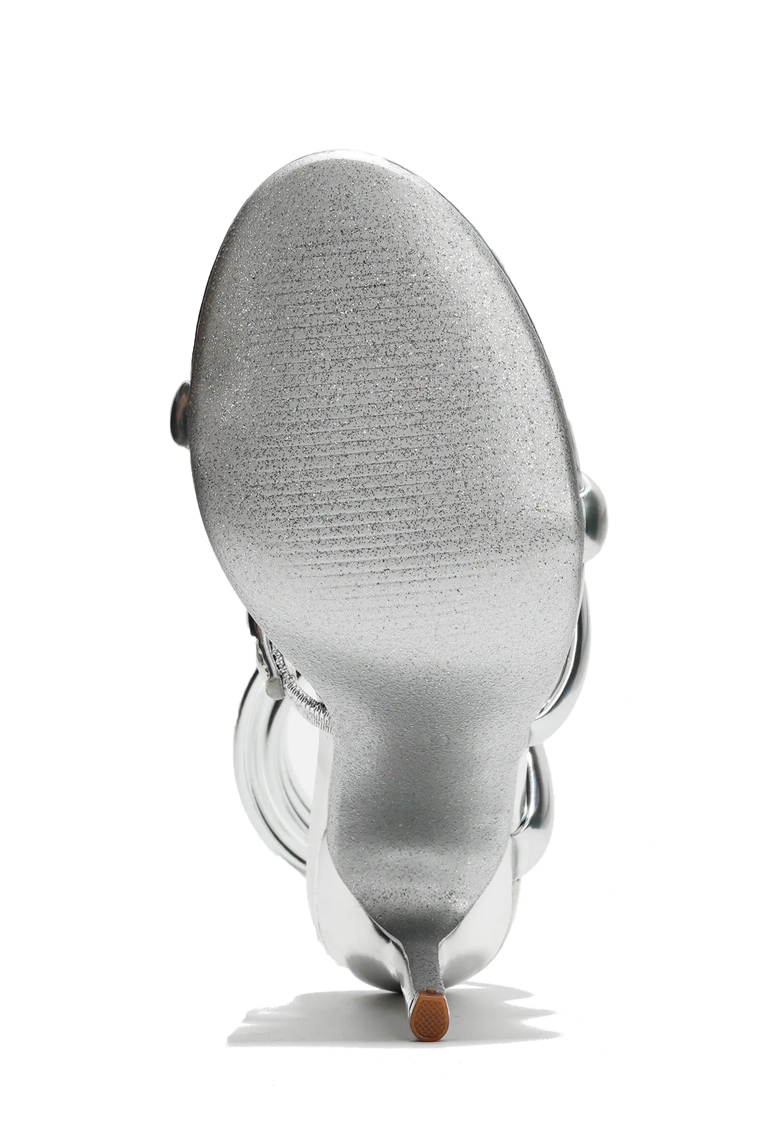 Faydra Metallic Open Toe Wrap-Around Heels - Silver sold by Cape Robbin product image thumbnail 4