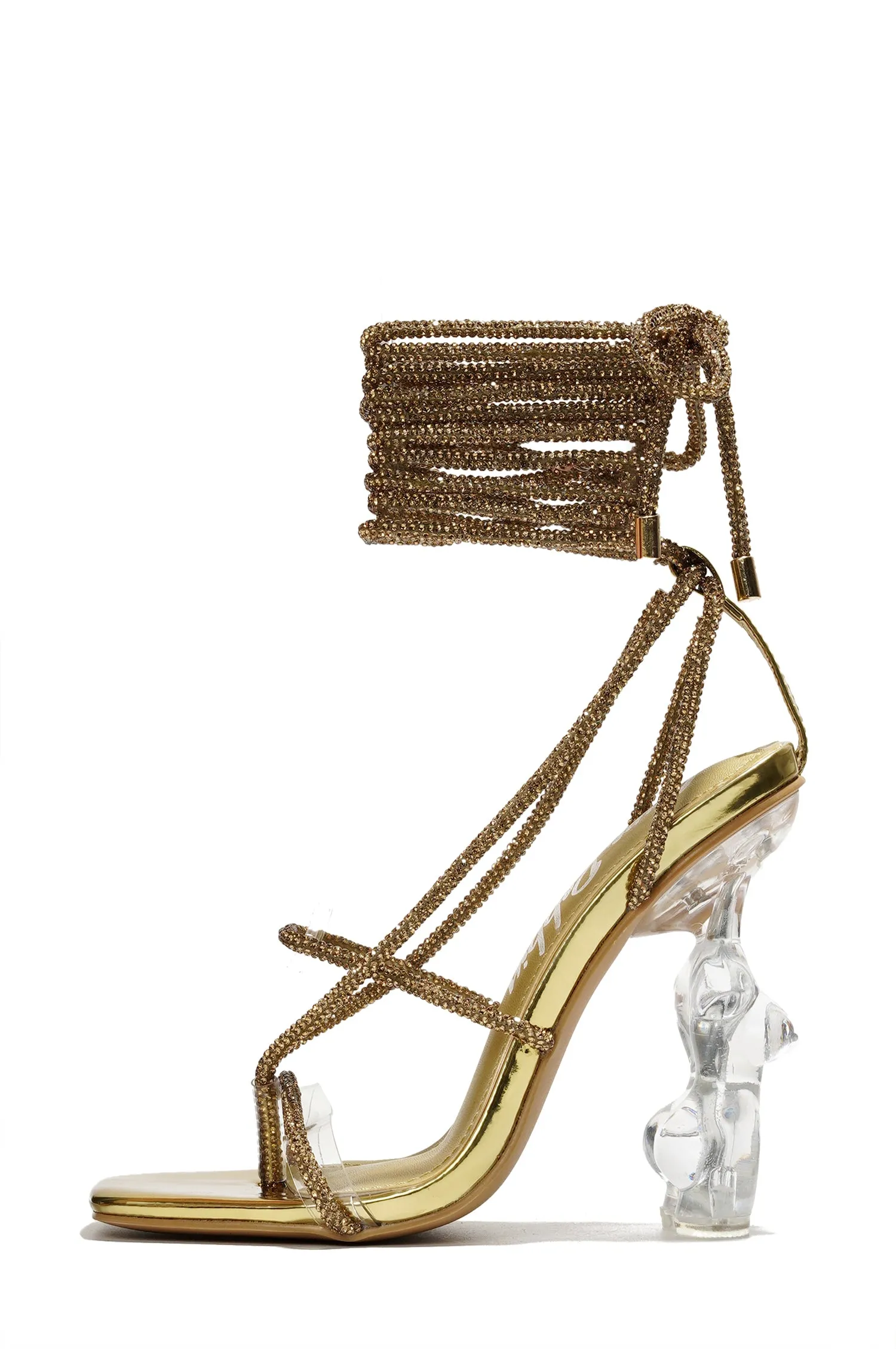Rhodia Rhinestone Artistry Body Shape Strappy Heels - Gold sold by Cape Robbin product image thumbnail 2