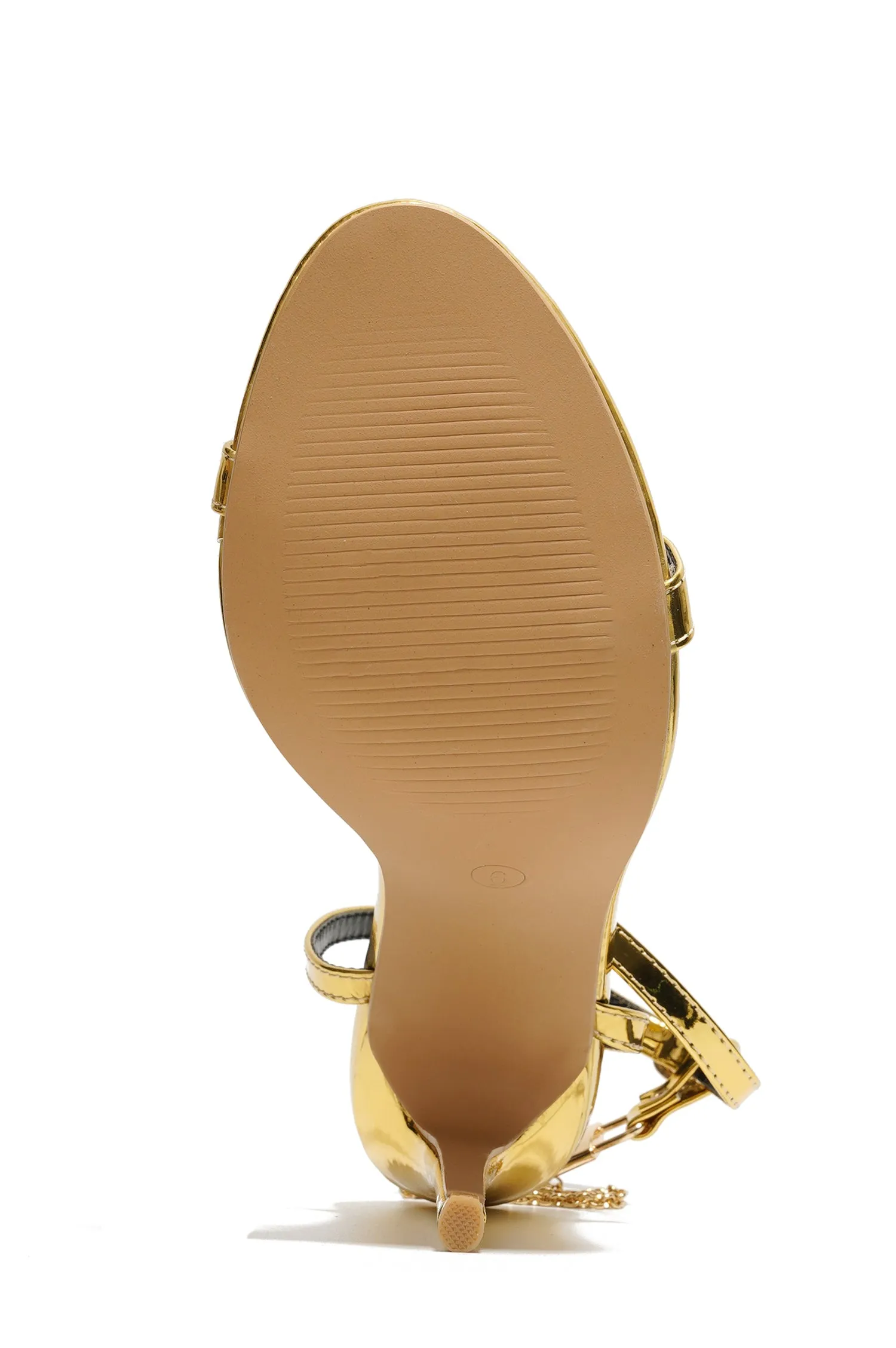 Mabelle Ankle Strap Stiletto Heeled Sandals with Chain details - Gold sold by Cape Robbin product image thumbnail 3