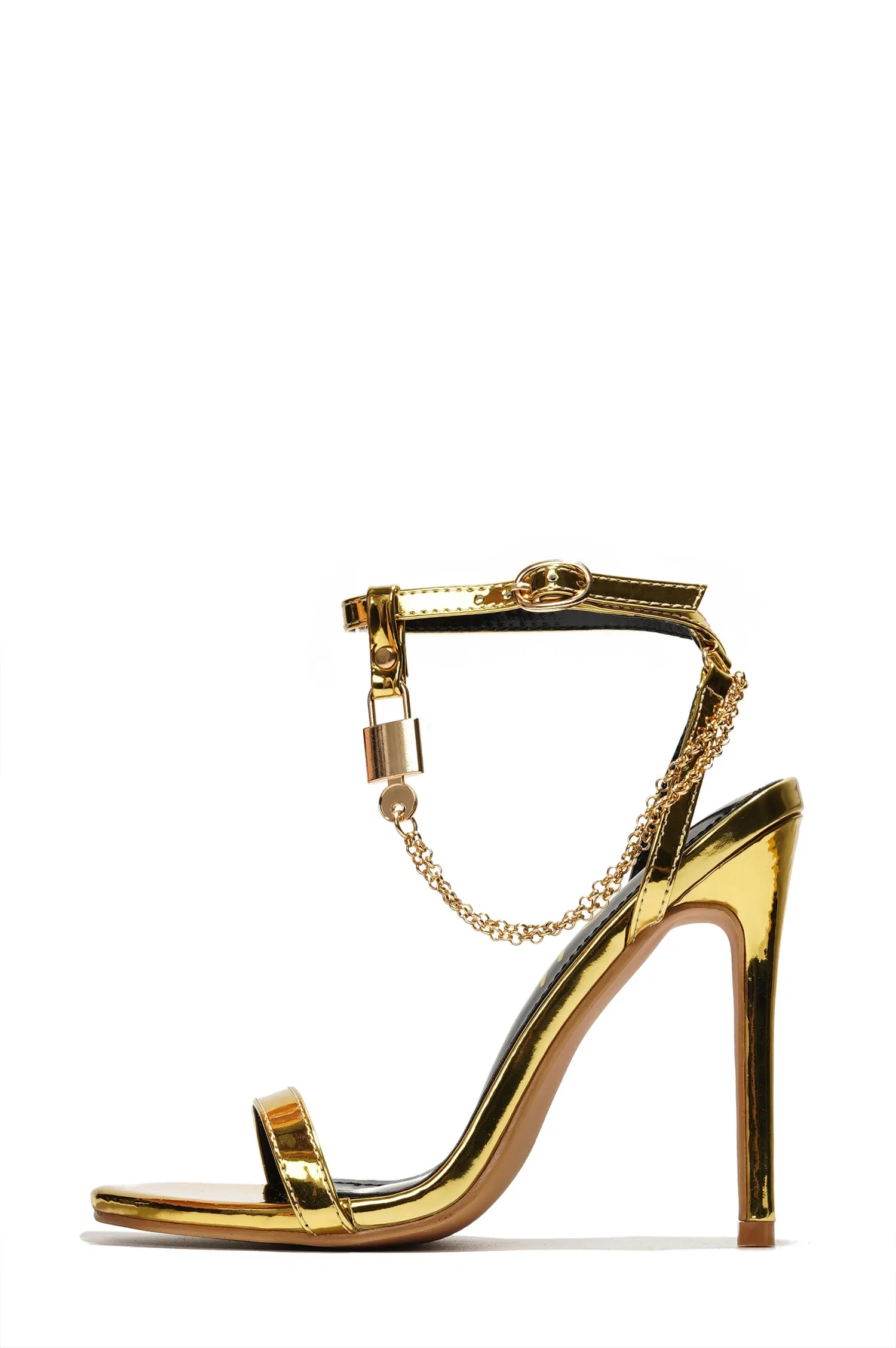 Mabelle Ankle Strap Stiletto Heeled Sandals with Chain details - Gold sold by Cape Robbin product image thumbnail 2