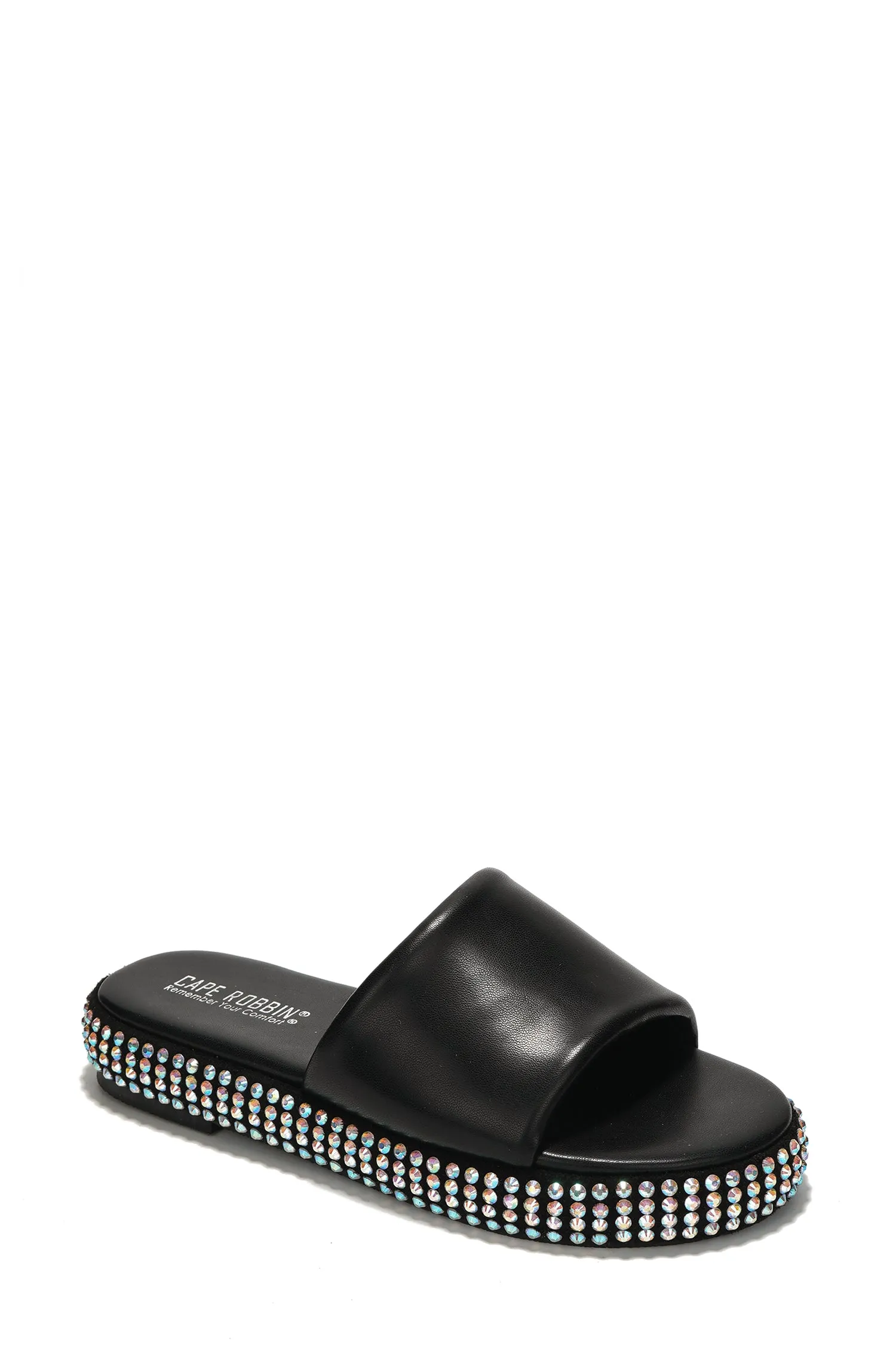 Damdam Rhinestone Coated Slide Sandals - Black sold by Cape Robbin product image thumbnail 3