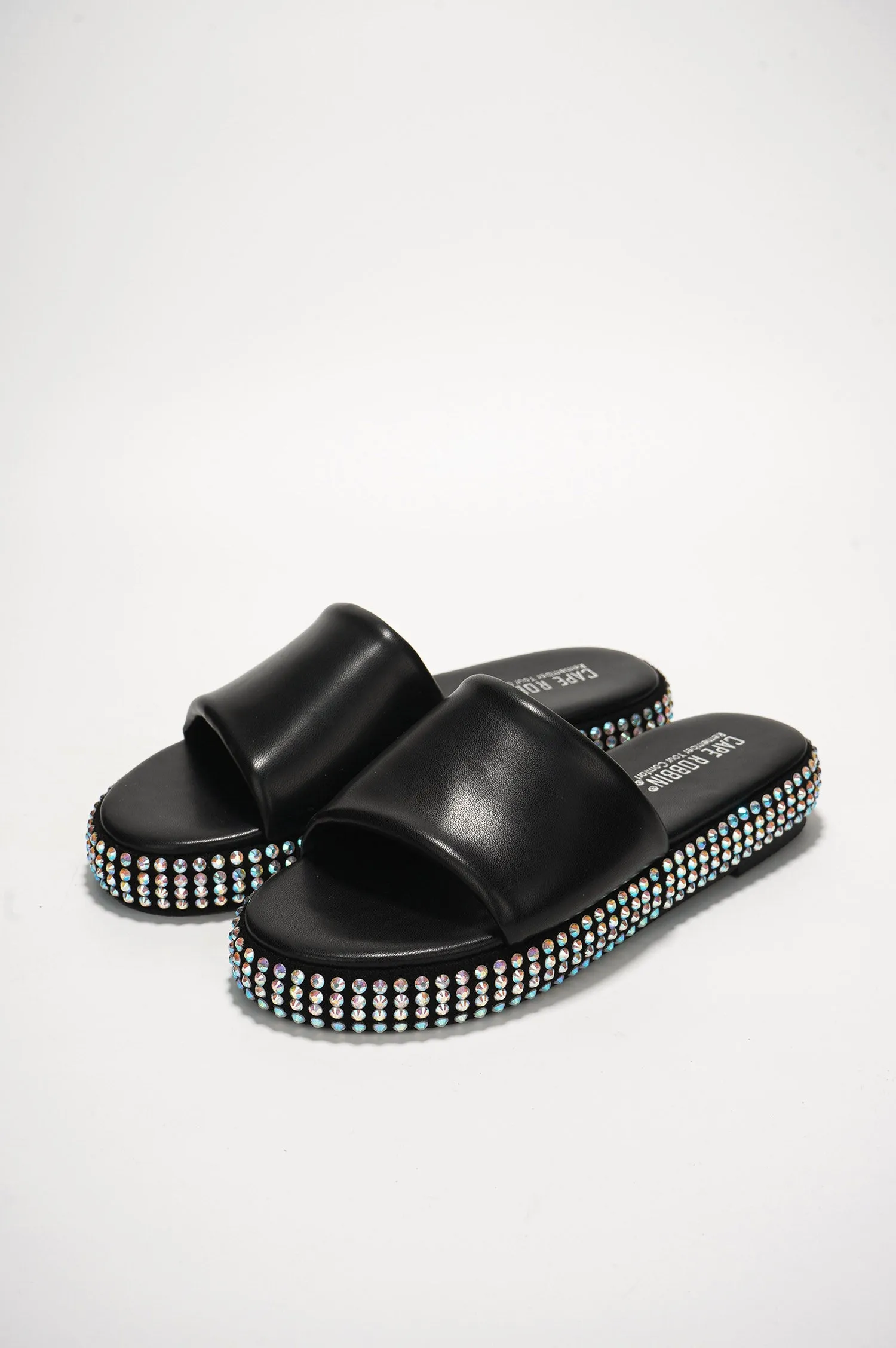 Damdam Rhinestone Coated Slide Sandals - Black sold by Cape Robbin product image thumbnail 4