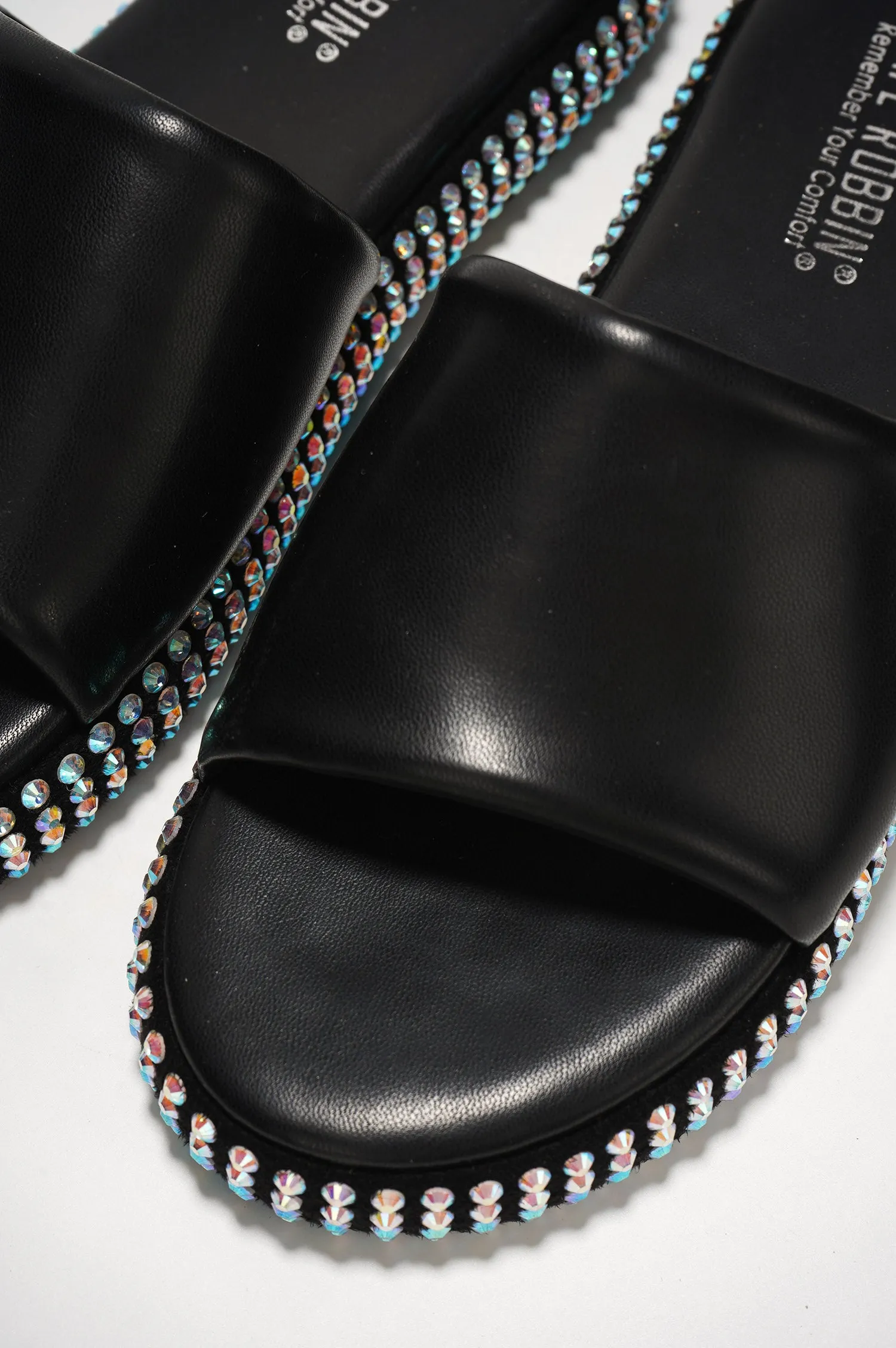 Damdam Rhinestone Coated Slide Sandals - Black sold by Cape Robbin product image thumbnail 5
