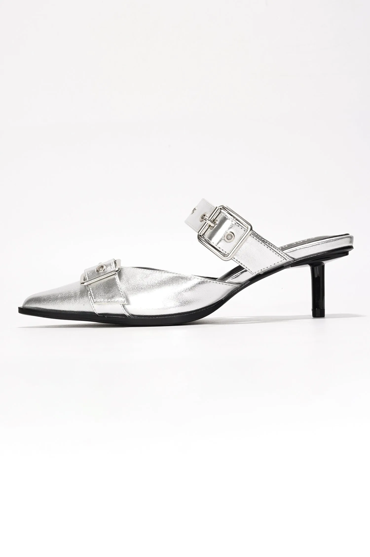 Charmion Women's Slingback Kitten Heels Pumps - Pointed Toe Low Mule Heels - Silver sold by Cape Robbin product image thumbnail 4