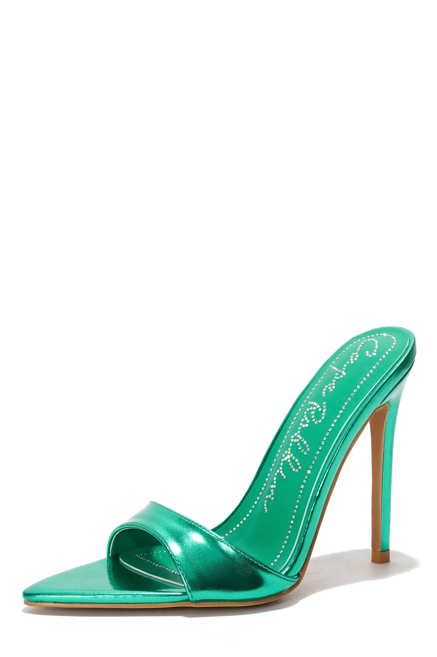 Loleta Women's Slip-on 4 Inch Stiletto Heels with Rhinestones - Green sold by Cape Robbin product image thumbnail 2