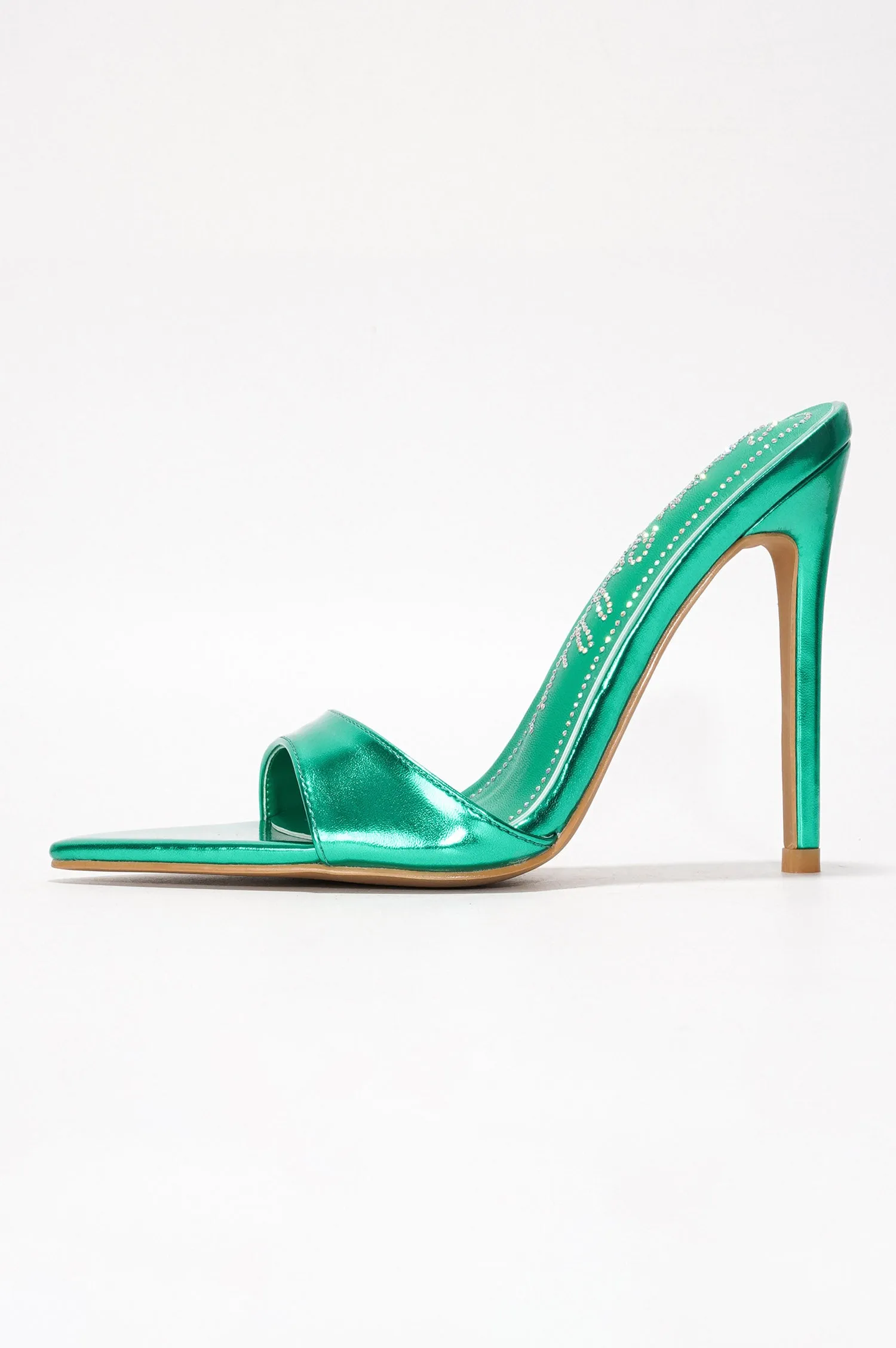 Loleta Women's Slip-on 4 Inch Stiletto Heels with Rhinestones - Green sold by Cape Robbin product image thumbnail 3