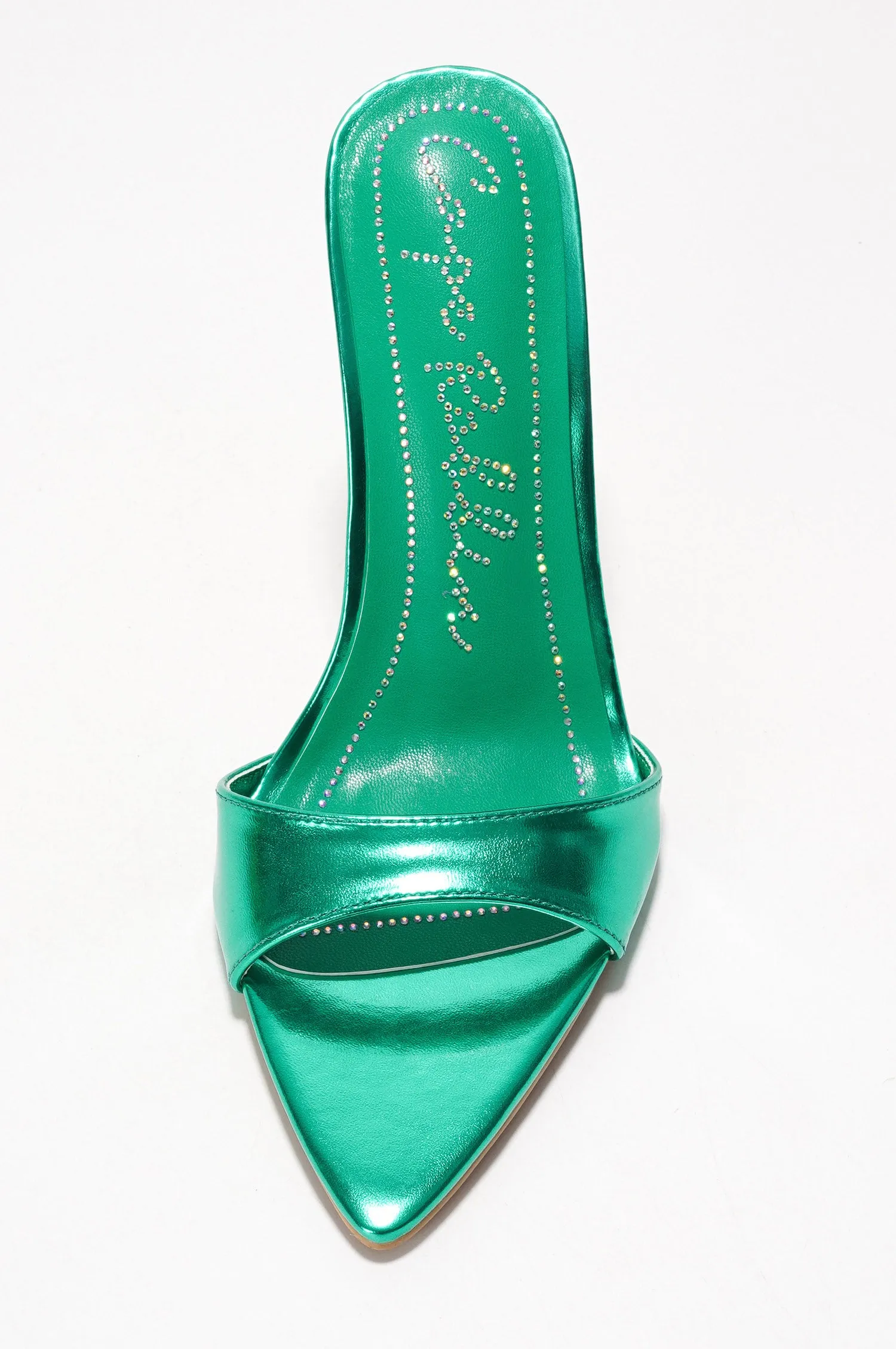 Loleta Women's Slip-on 4 Inch Stiletto Heels with Rhinestones - Green sold by Cape Robbin product image thumbnail 4