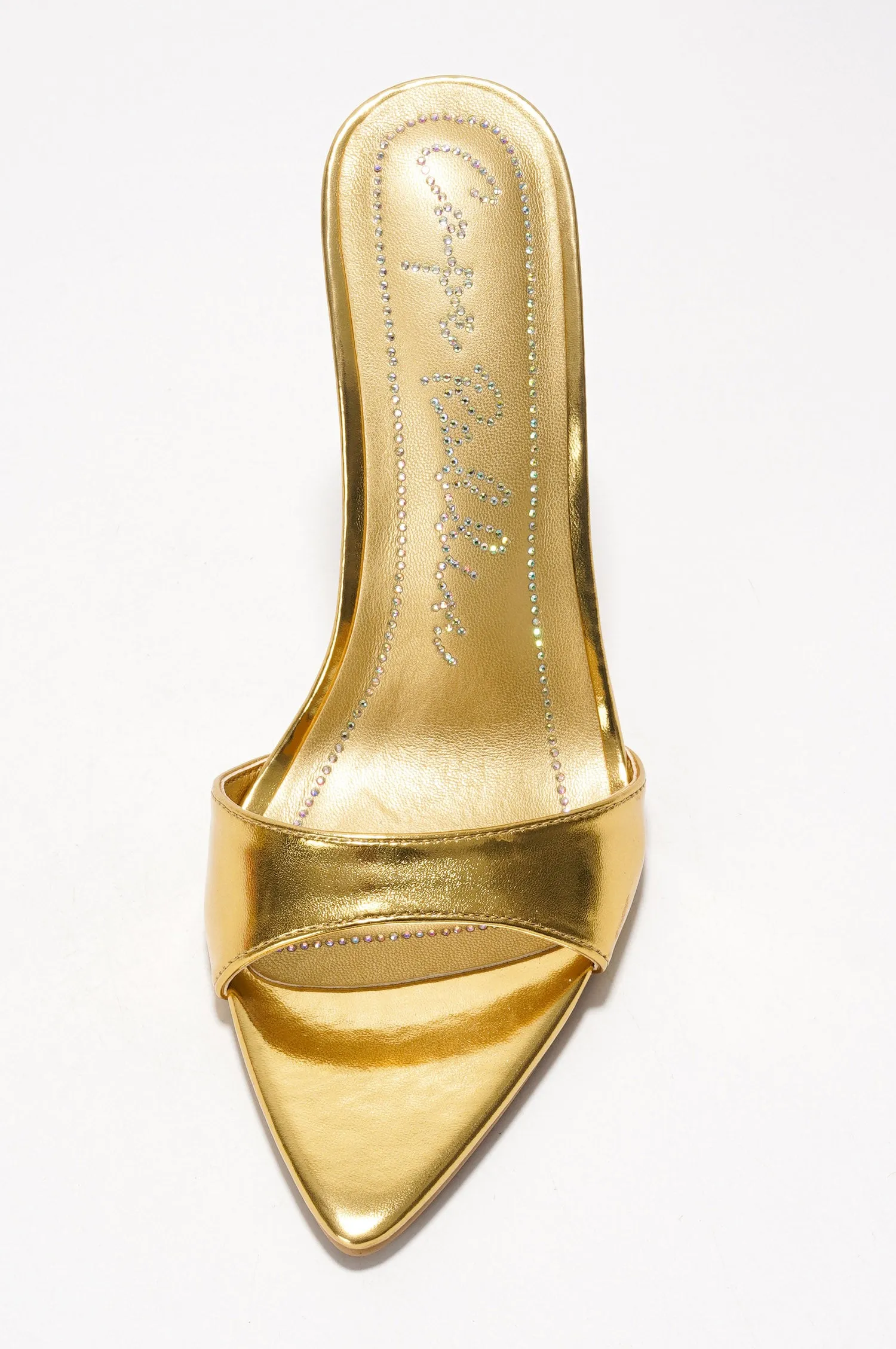 Loleta Women's Slip-on 4 Inch Stiletto Heels with Rhinestones - Gold sold by Cape Robbin product image thumbnail 4