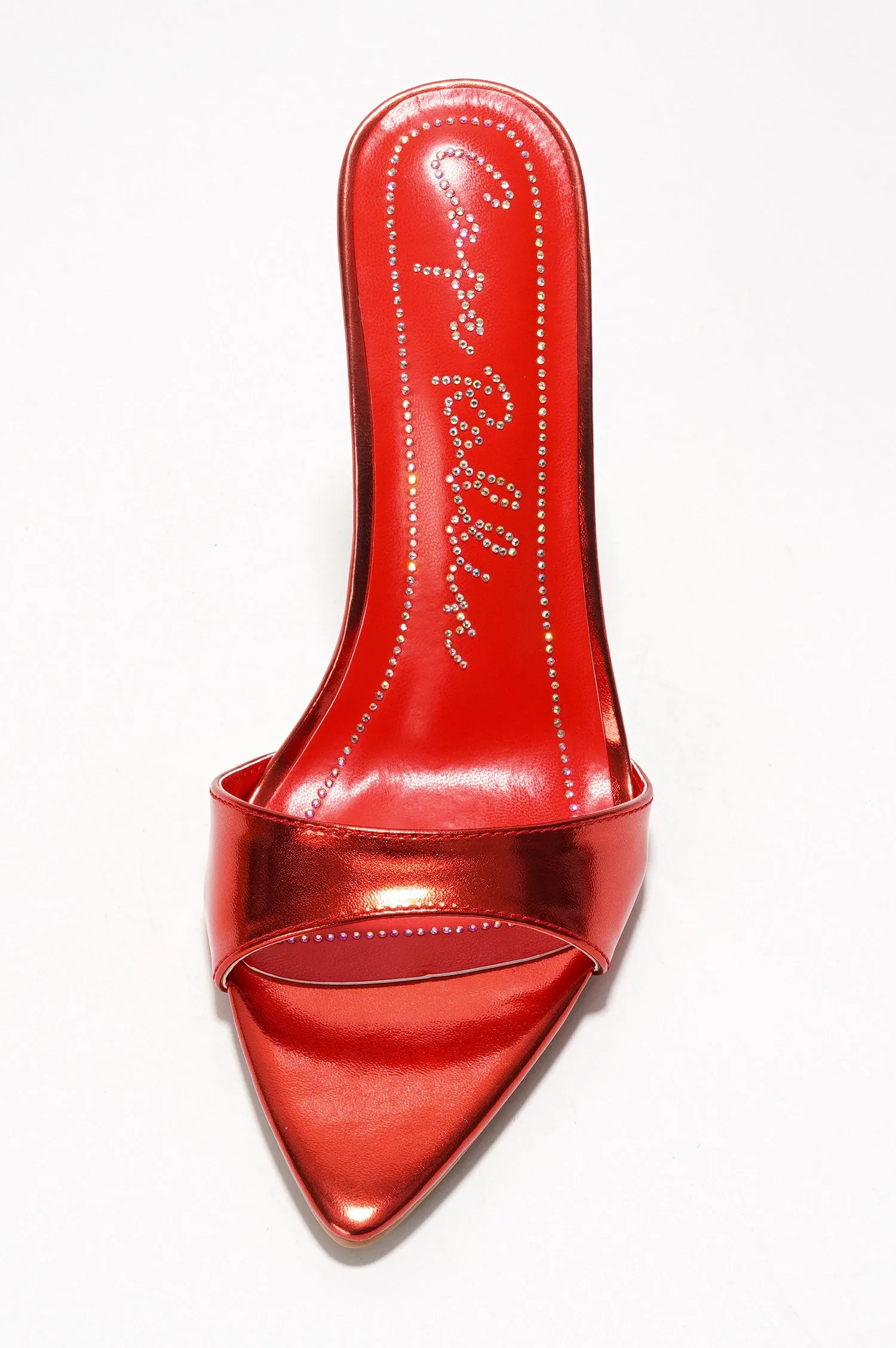 Loleta Women's Slip-on 4 Inch Stiletto Heels with Rhinestones - Red sold by Cape Robbin product image thumbnail 4