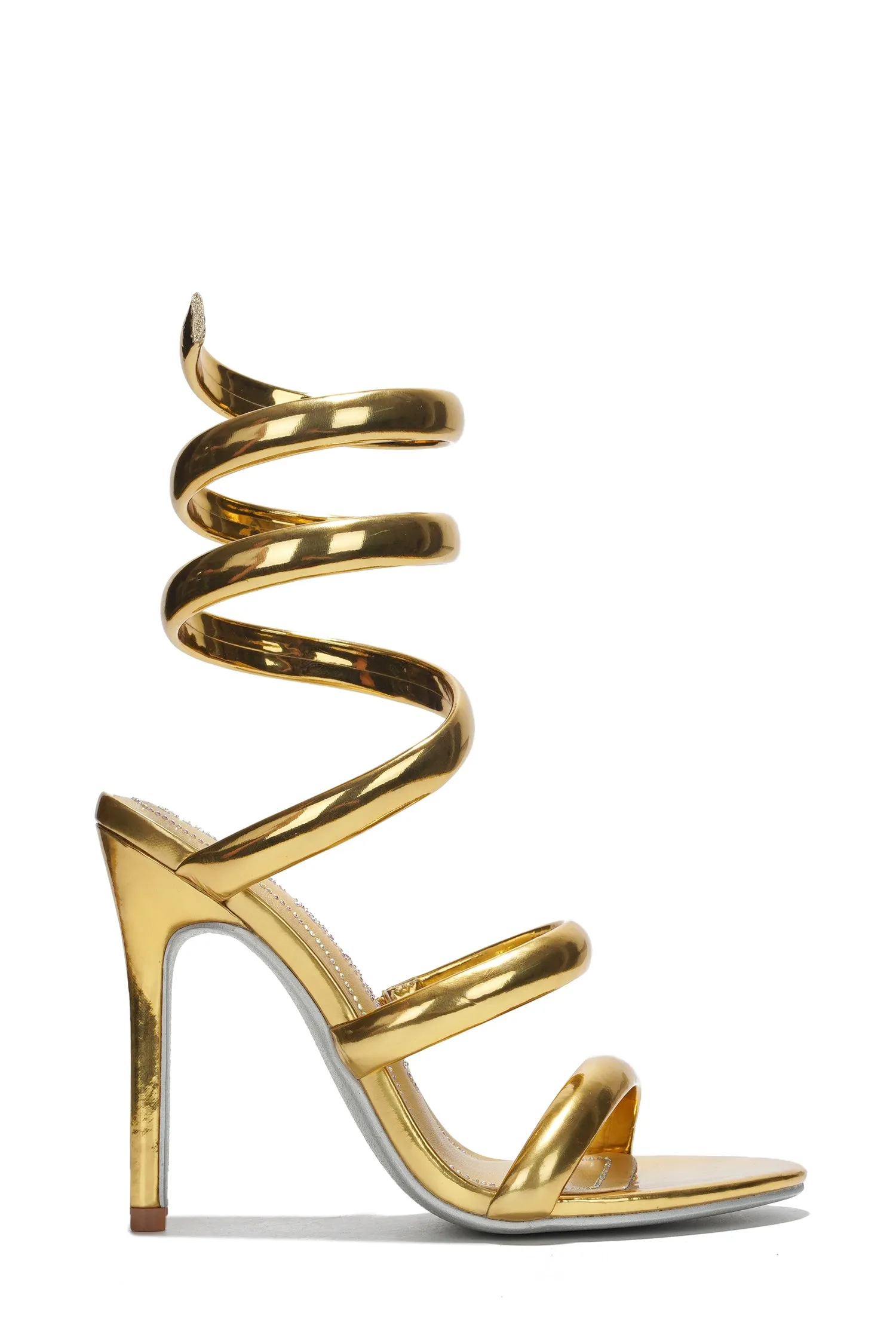 Faydra Women's Metallic Heels - Ankle Wrap 4-inch Stiletto Sandals - Gold sold by Cape Robbin product image thumbnail 2