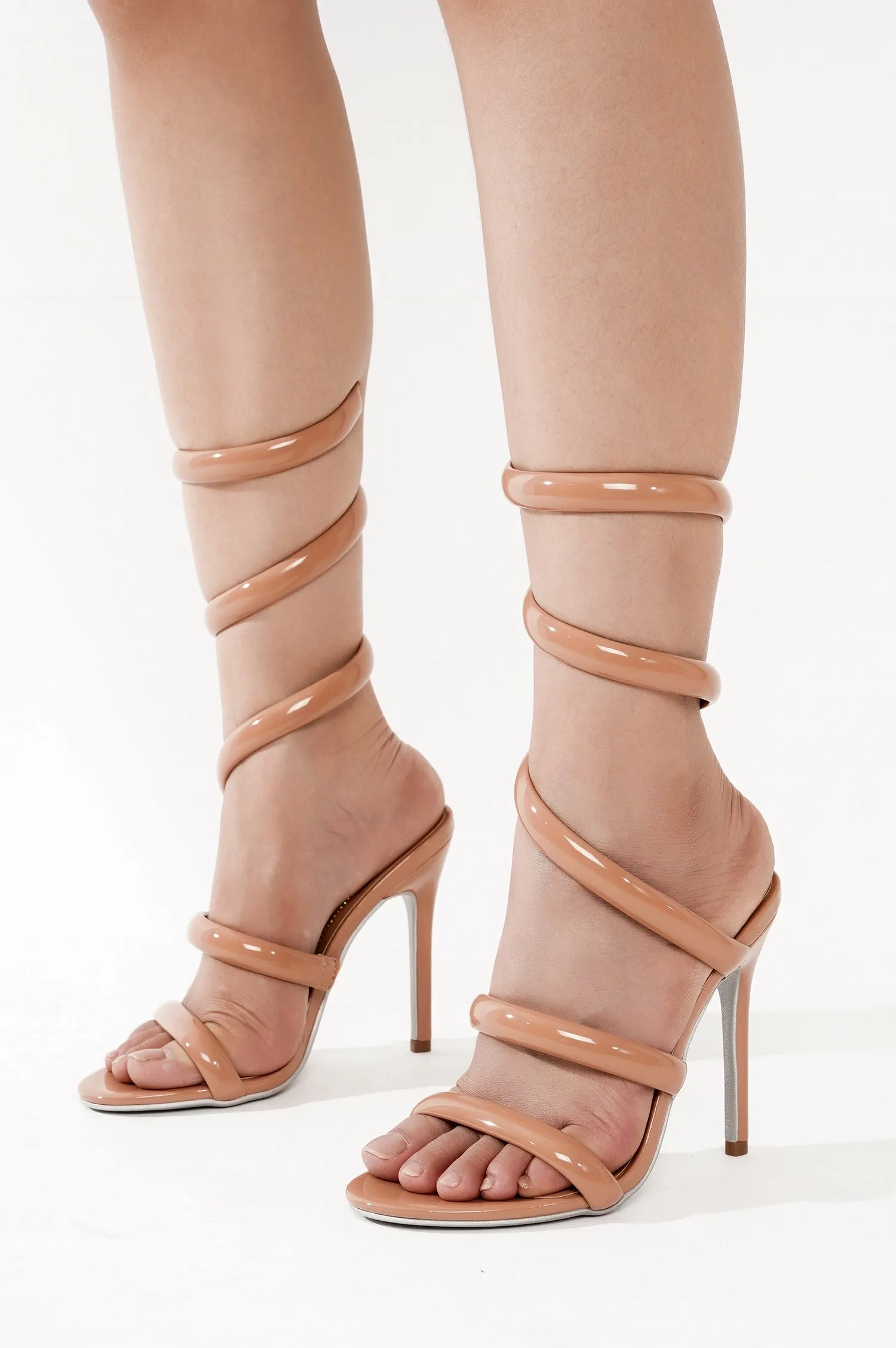 Faydra Women's Metallic Heels - Ankle Wrap 4-inch Stiletto Sandals - Nude sold by Cape Robbin product image thumbnail 3