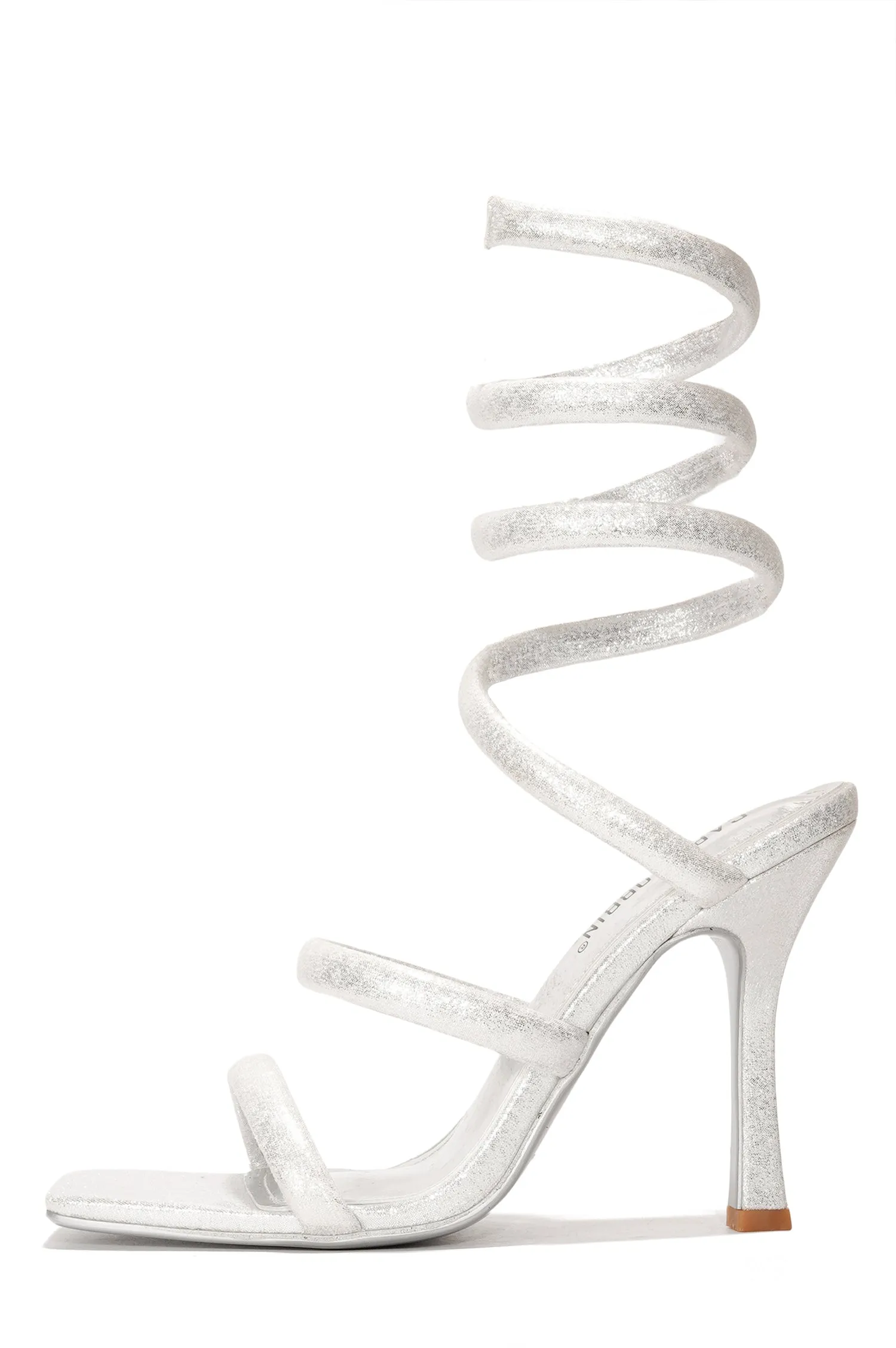 Myrta Women's Square Toe Heels - Ankle Wrap 4-inch Stiletto Sandals - Silver sold by Cape Robbin product image thumbnail 2