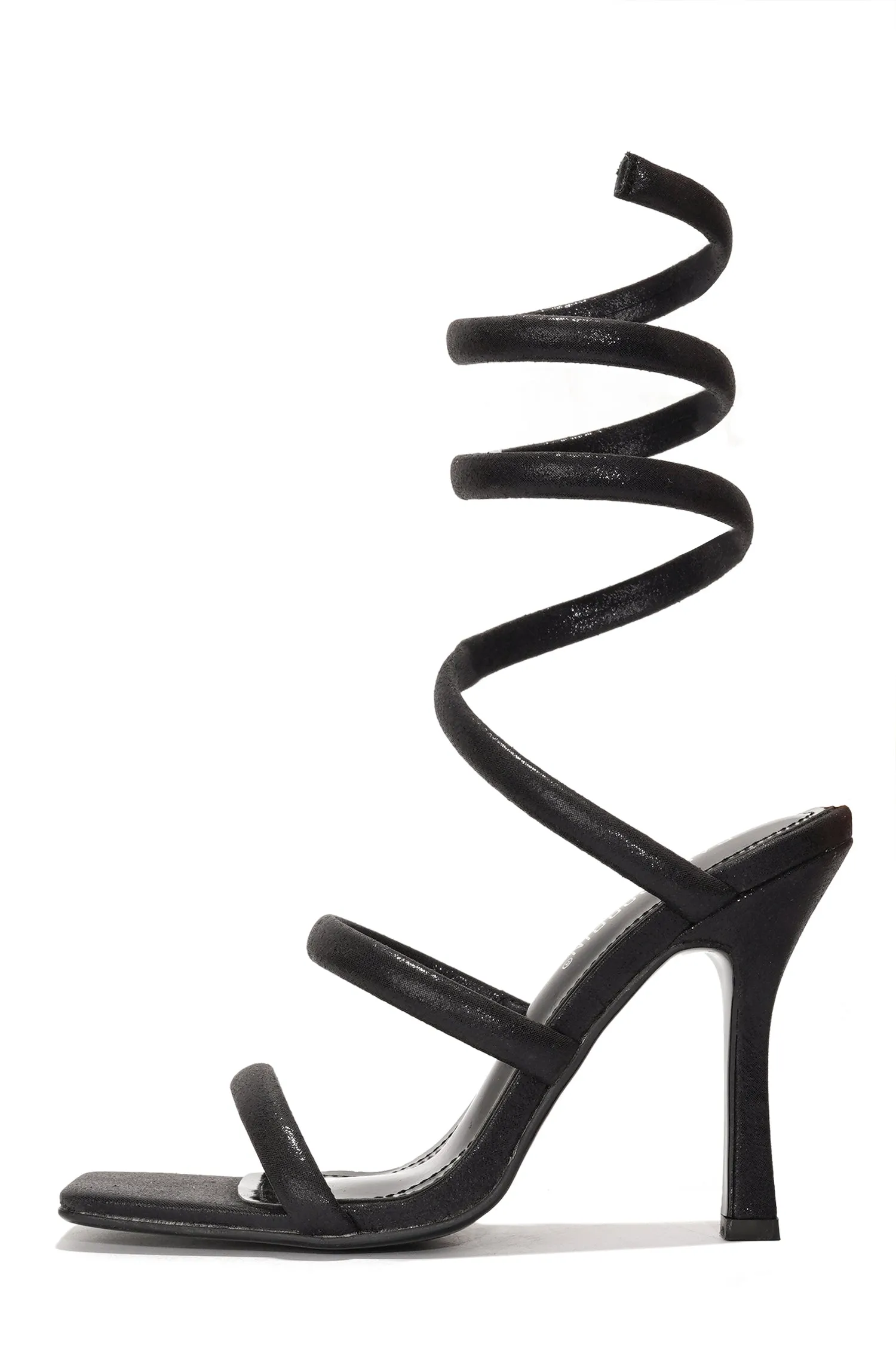 Myrta Women's Square Toe Heels - Ankle Wrap 4-inch Stiletto Sandals - Black sold by Cape Robbin product image thumbnail 2