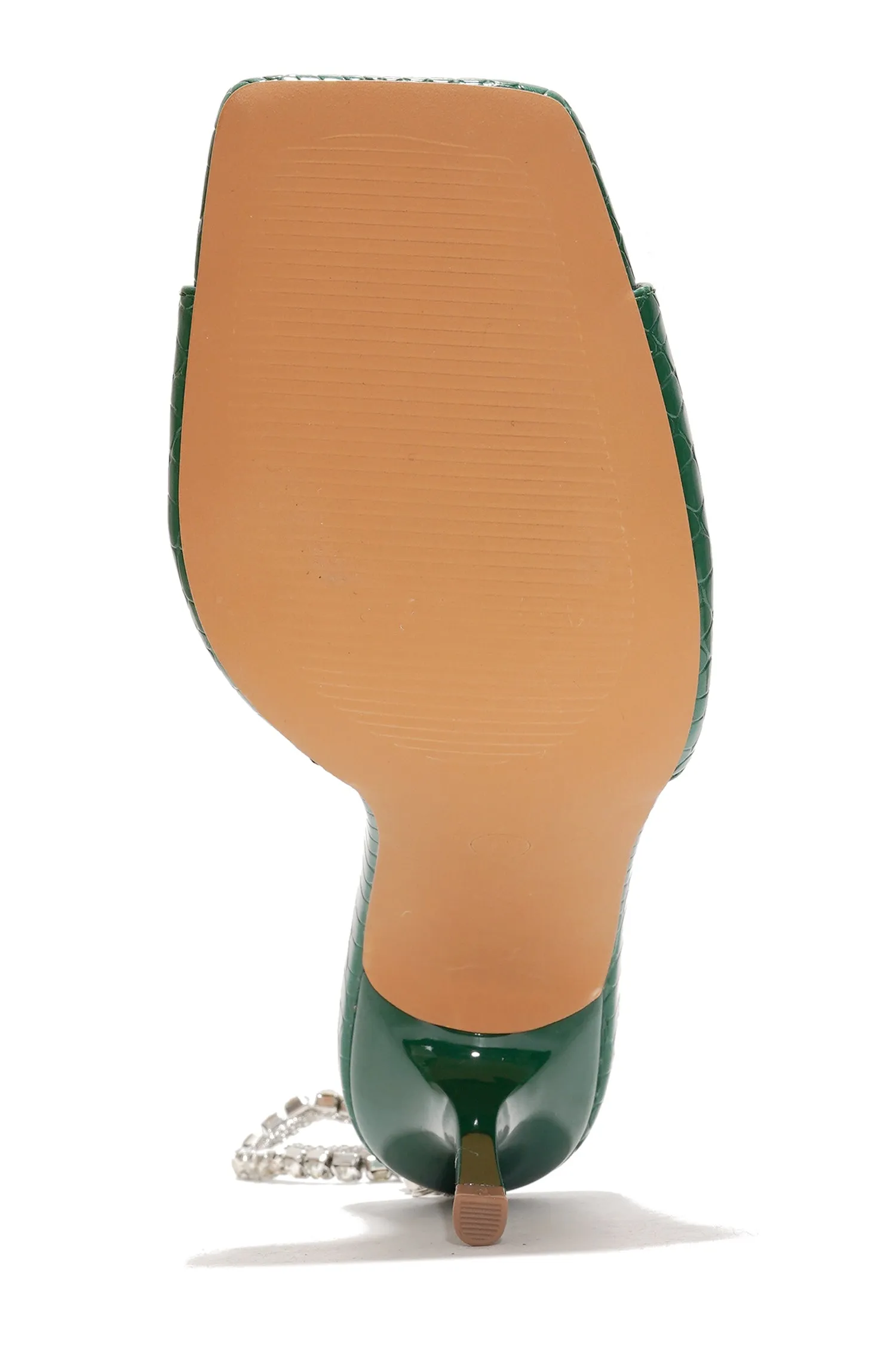 Tiffie Women's Square Toe High Heel for Women - Rhinestone Chain Ankle Wrap Stiletto Sandals - Green sold by Cape Robbin product image thumbnail 4