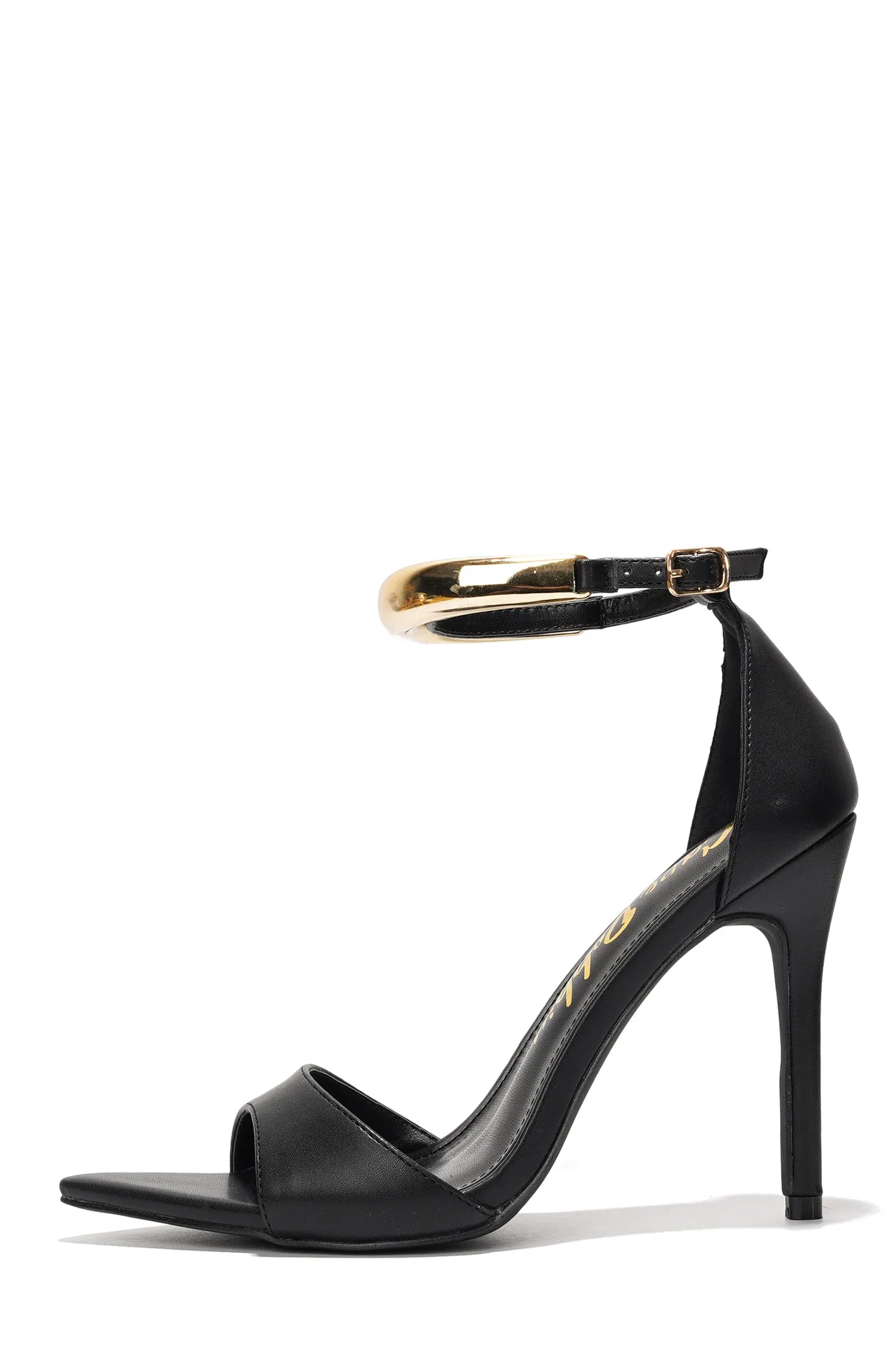 Mag Women's Pointed Toe Ankle Strap Heels with Gold Chain - Closed Back Evening Dress Sandals - Black sold by Cape Robbin product image thumbnail 2