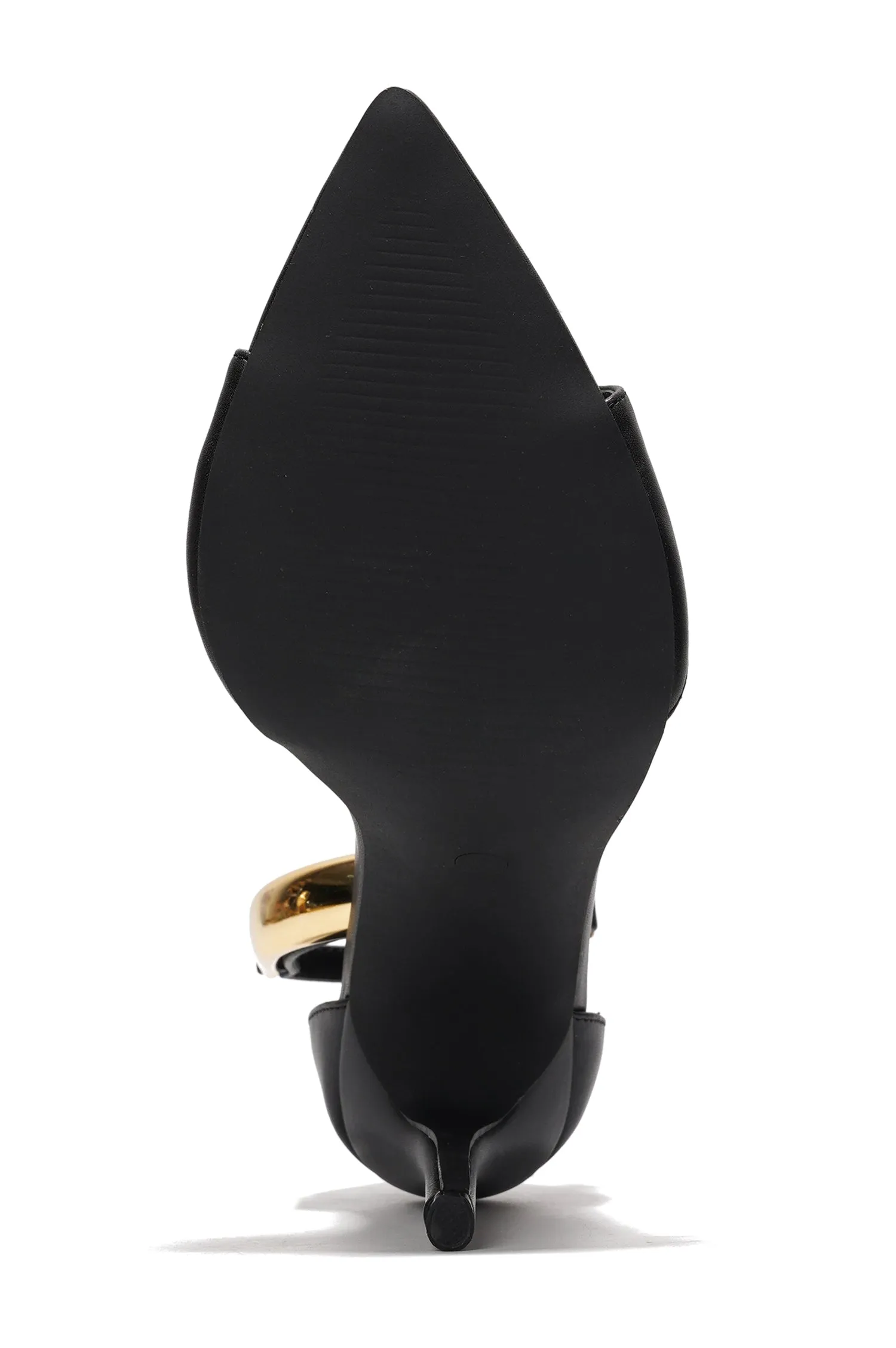 Mag Women's Pointed Toe Ankle Strap Heels with Gold Chain - Closed Back Evening Dress Sandals - Black sold by Cape Robbin product image thumbnail 5