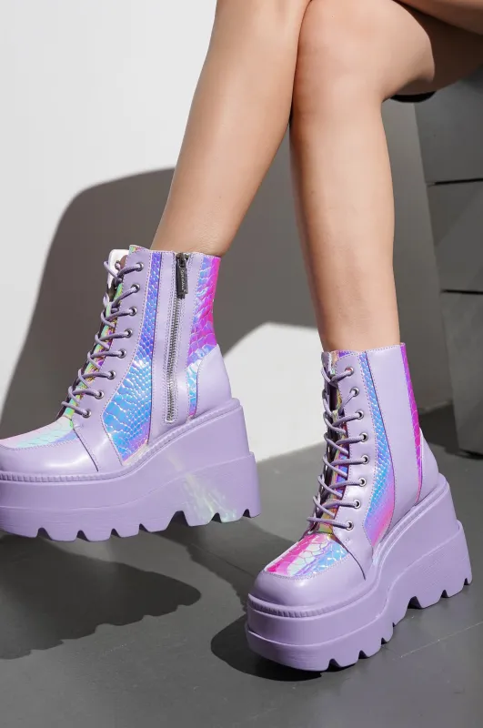 Radio Women's Platform Ankle Boots with Buckle Strap - Lilac made by Cape Robbin