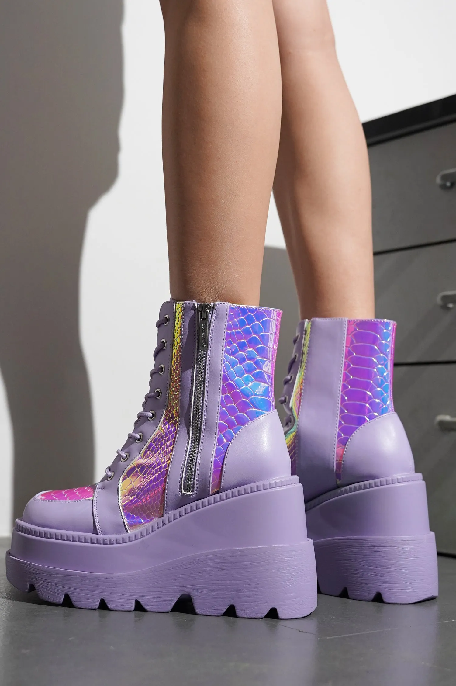 Radio Women's Platform Ankle Boots with Buckle Strap - Lilac sold by Cape Robbin product image thumbnail 2