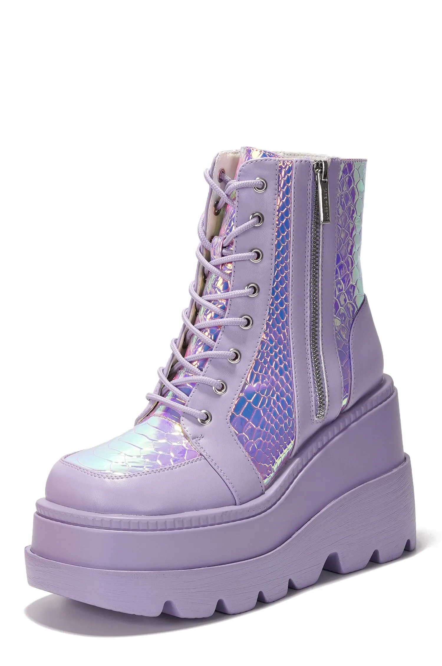 Radio Women's Platform Ankle Boots with Buckle Strap - Lilac sold by Cape Robbin product image thumbnail 3
