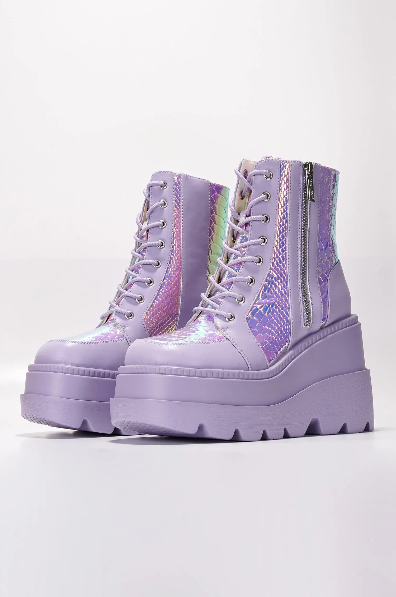Radio Women's Platform Ankle Boots with Buckle Strap - Lilac sold by Cape Robbin product image thumbnail 5