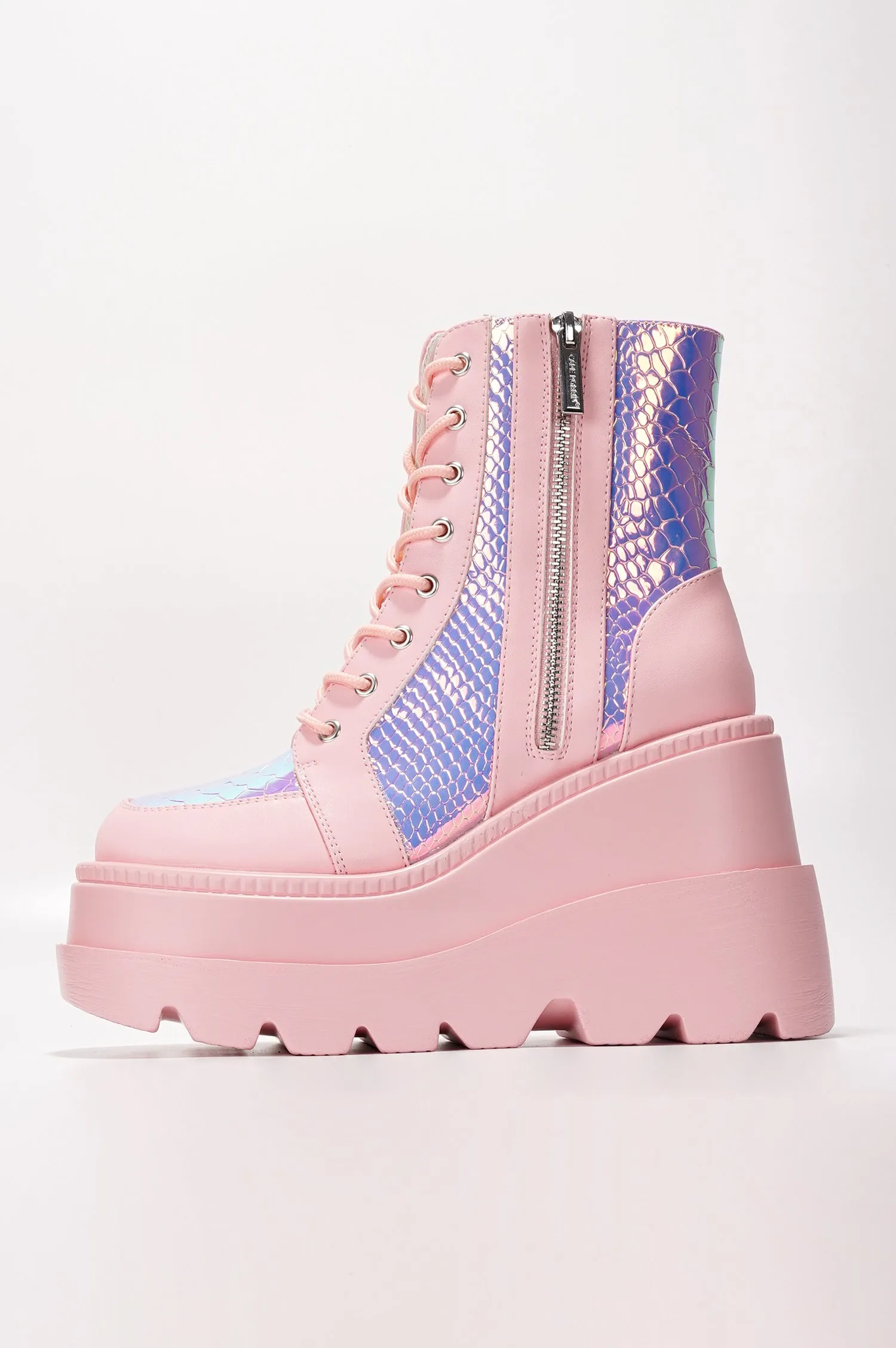 Radio Women's Platform Ankle Boots with Buckle Strap - Pink sold by Cape Robbin product image thumbnail 4