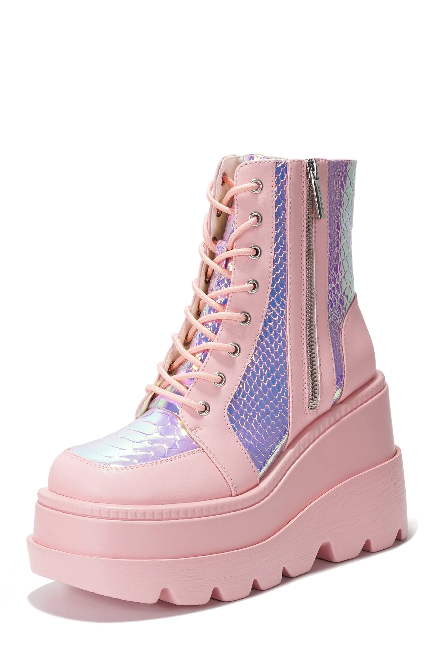 Radio Women's Platform Ankle Boots with Buckle Strap - Pink sold by Cape Robbin product image thumbnail 3