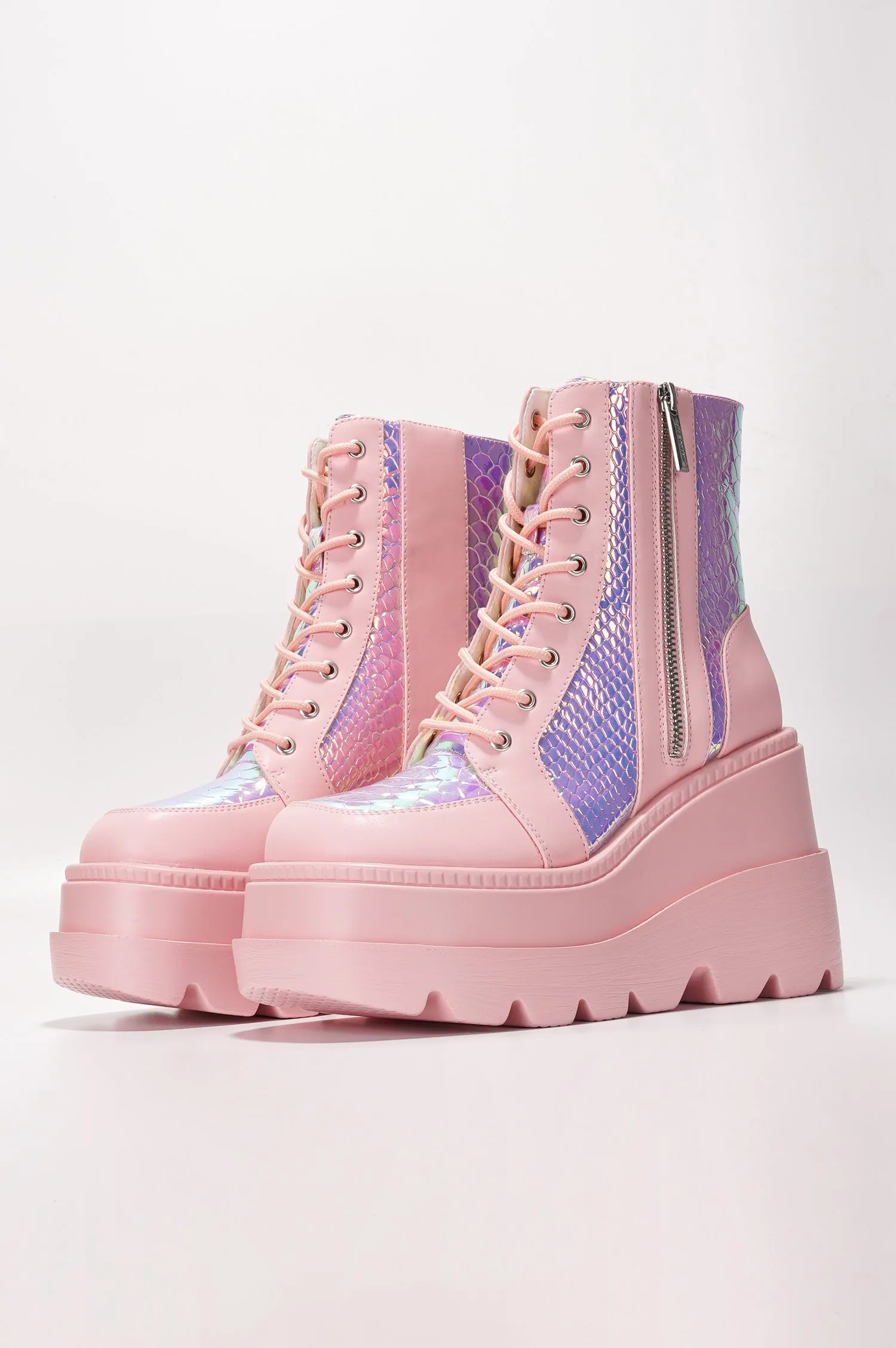 Radio Women's Platform Ankle Boots with Buckle Strap - Pink sold by Cape Robbin product image thumbnail 5