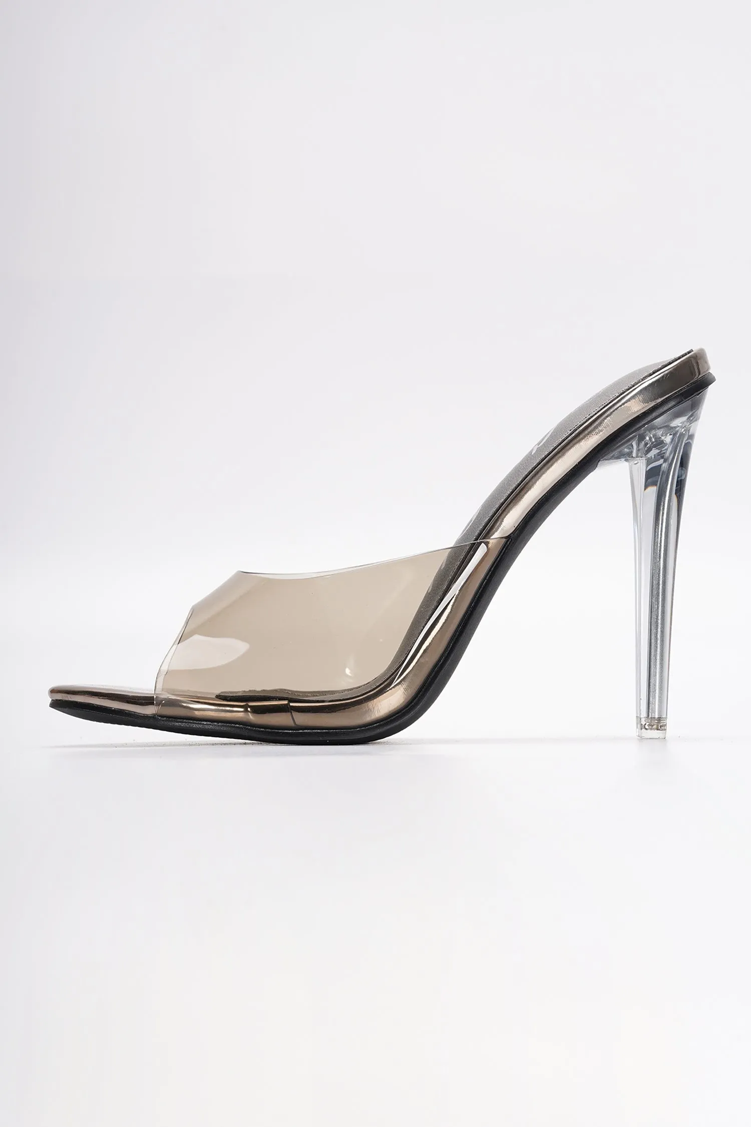 Barbara-anne Clear Slip-On Stiletto Heels - Transparent Heeled Sandals for Women - Black sold by Cape Robbin product image thumbnail 5