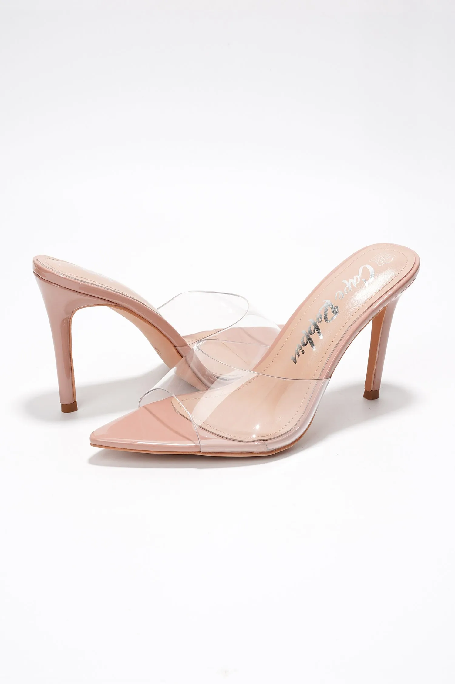 Melrose Clear Slip-On Stiletto Heels - Transparent Heeled Sandals - Beige sold by Cape Robbin product image thumbnail 3
