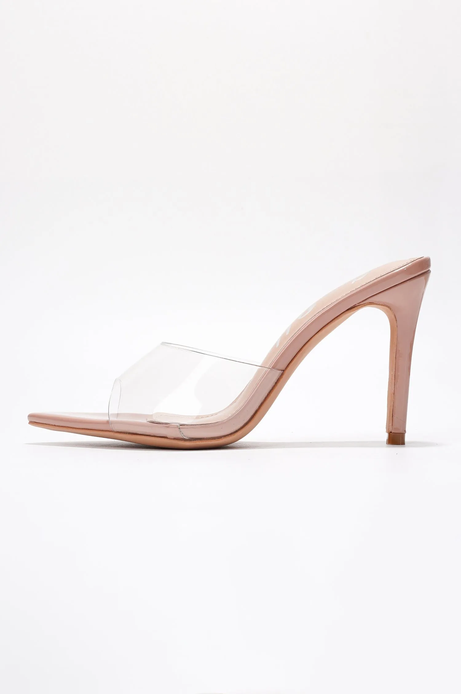 Melrose Clear Slip-On Stiletto Heels - Transparent Heeled Sandals - Beige sold by Cape Robbin product image thumbnail 4