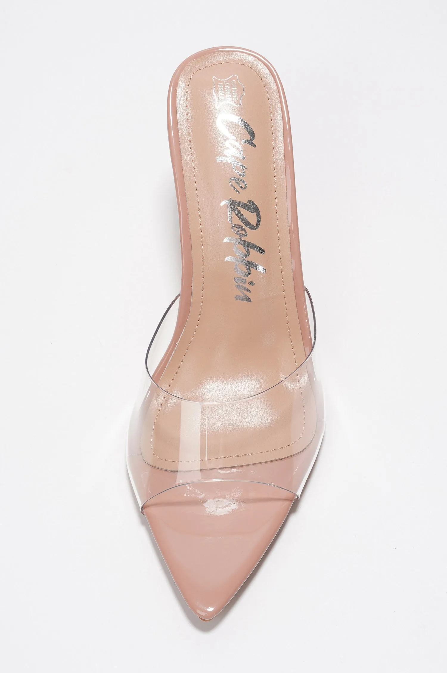Melrose Clear Slip-On Stiletto Heels - Transparent Heeled Sandals - Beige sold by Cape Robbin product image thumbnail 5