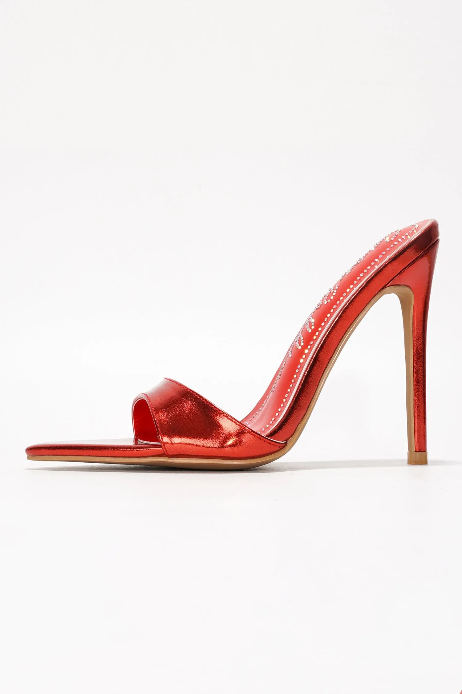 Loleta Women's Slip-on 4 Inch Stiletto Heels with Rhinestones - Red sold by Cape Robbin product image thumbnail 3