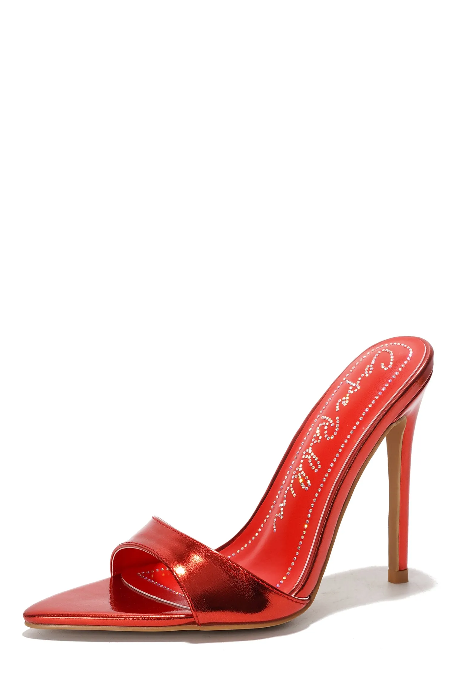 Loleta Women's Slip-on 4 Inch Stiletto Heels with Rhinestones - Red sold by Cape Robbin product image thumbnail 2