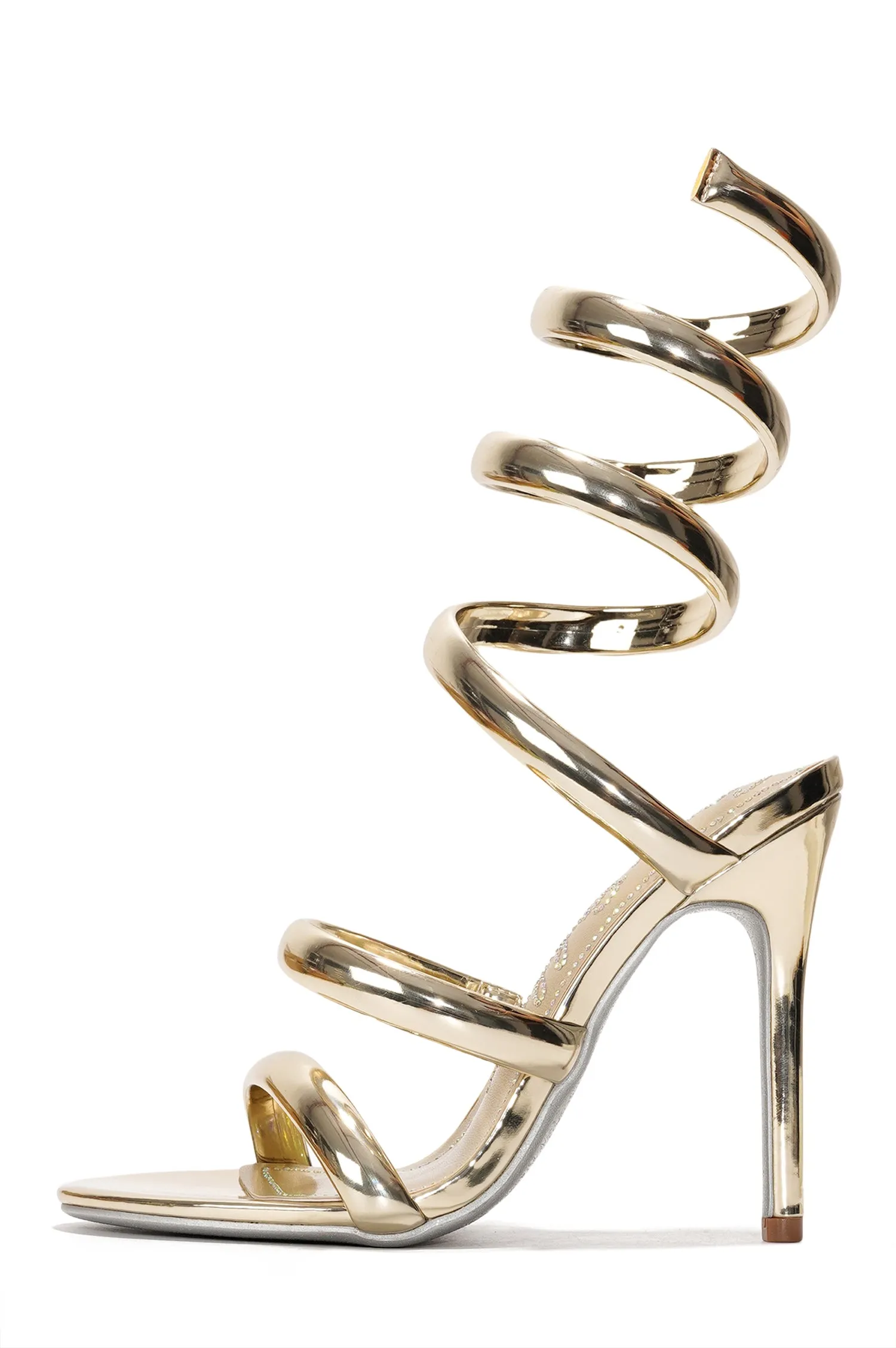 Faydra Women's Metallic Heels - Ankle Wrap 4-inch Stiletto Sandals - Light Gold sold by Cape Robbin product image thumbnail 2