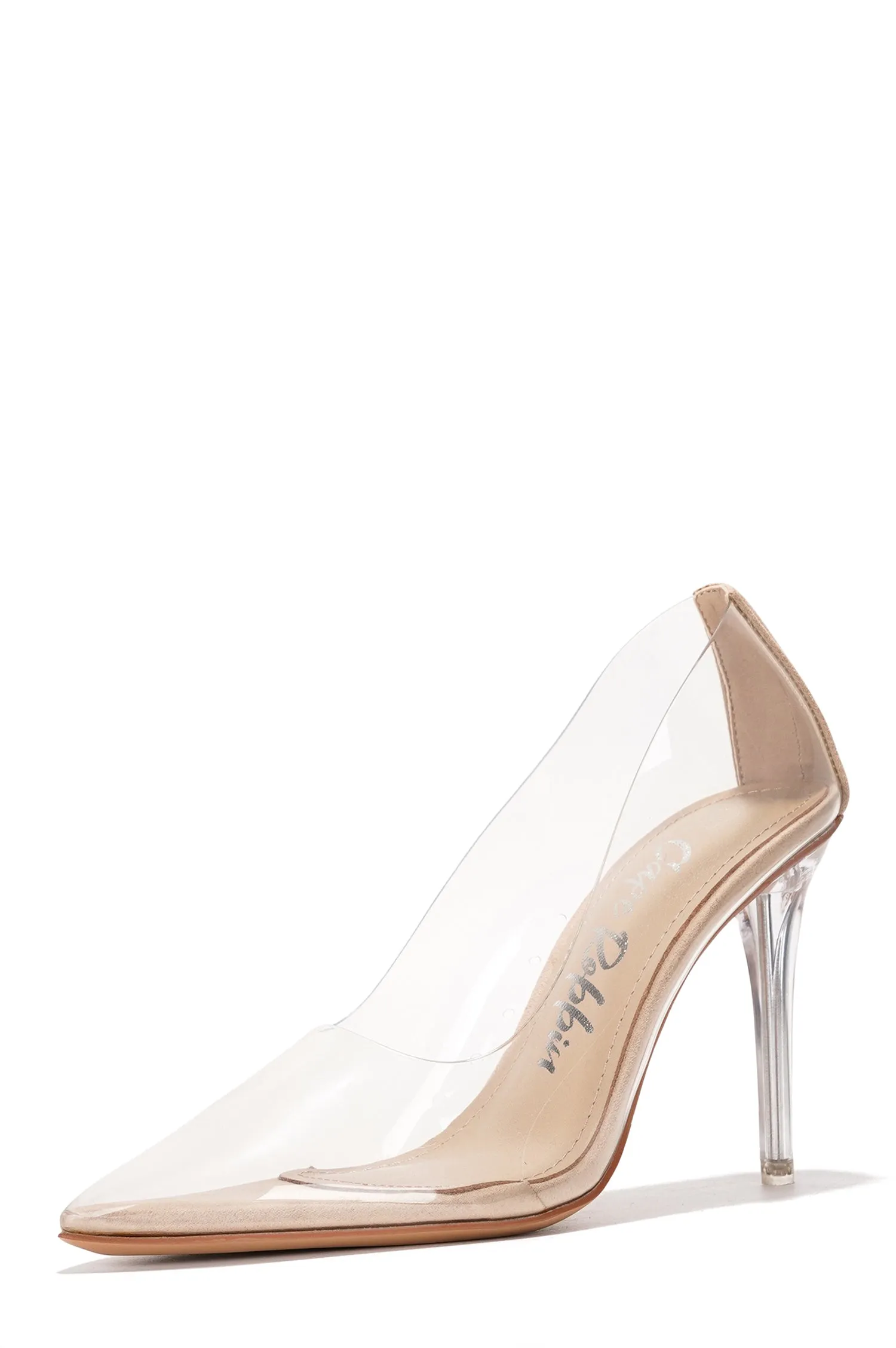 Glass Doll.A Stiletto Heel Pumps - Pointed Toe Slip On High Heels - Beige sold by Cape Robbin product image thumbnail 3