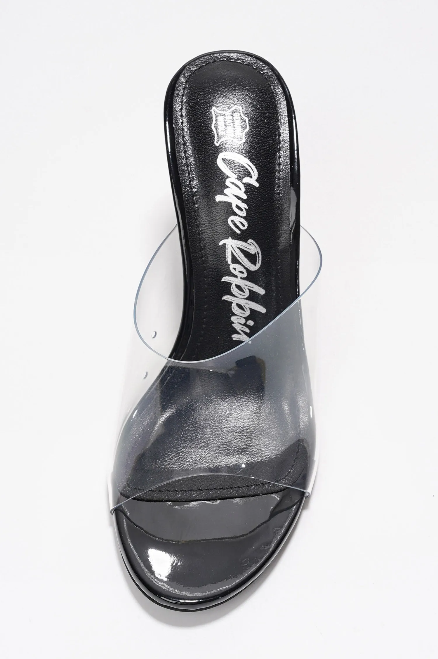 Fusion Clear Slip-On Transparent Straps, Round Toe Block Heels - Black sold by Cape Robbin product image thumbnail 5