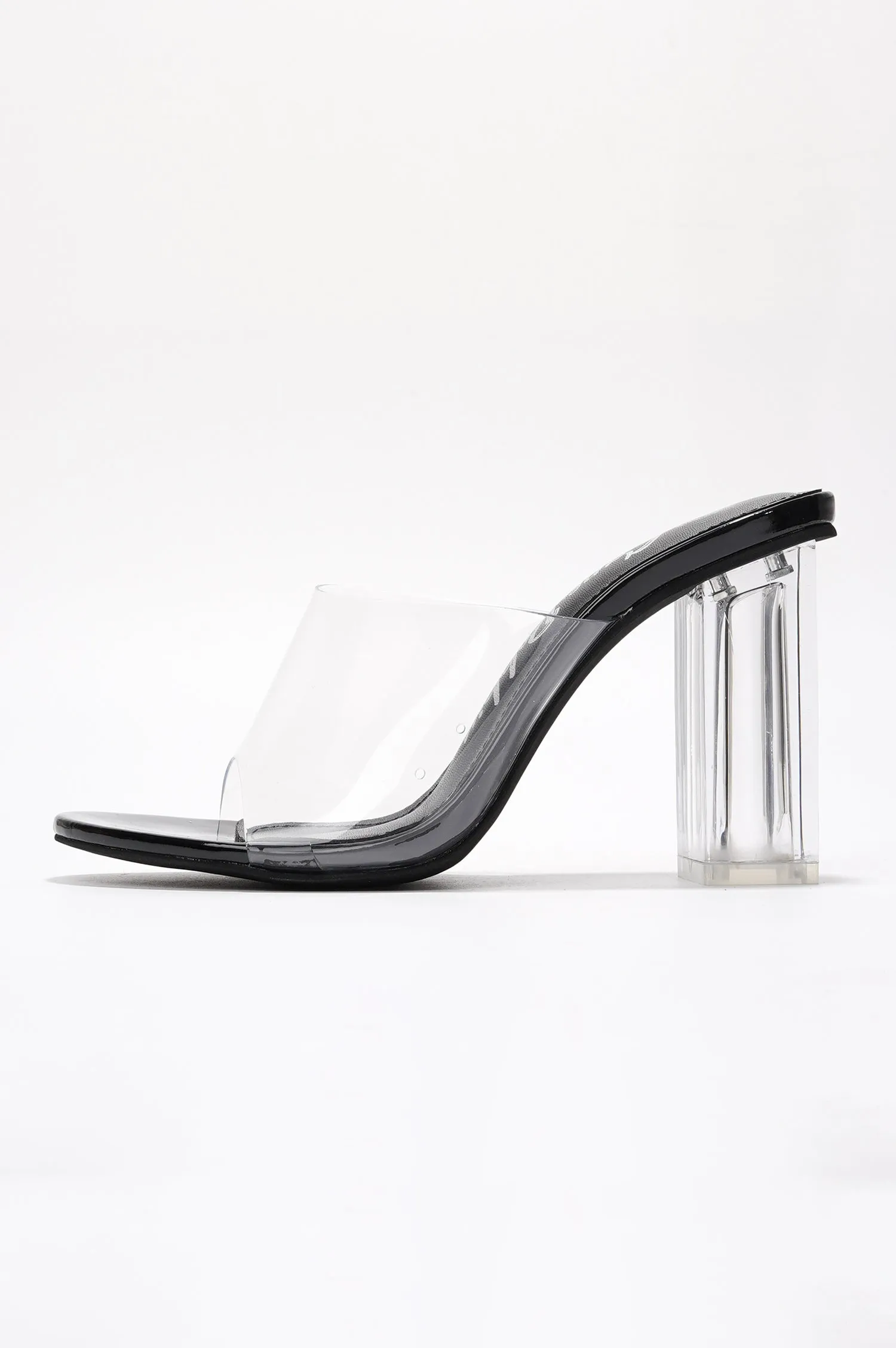 Fusion Clear Slip-On Transparent Straps, Round Toe Block Heels - Black sold by Cape Robbin product image thumbnail 4
