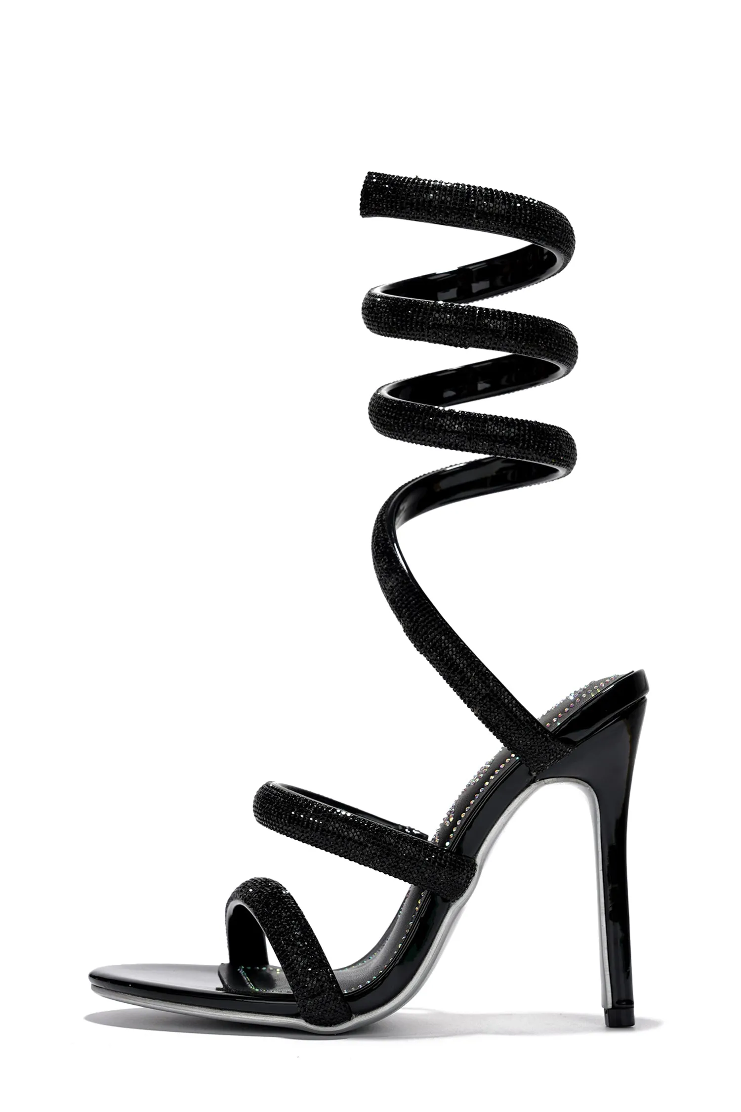 Dyana Sparkling Strappy Heeled Sandals with Wraparound Ankle Strap - Black sold by Cape Robbin product image thumbnail 2