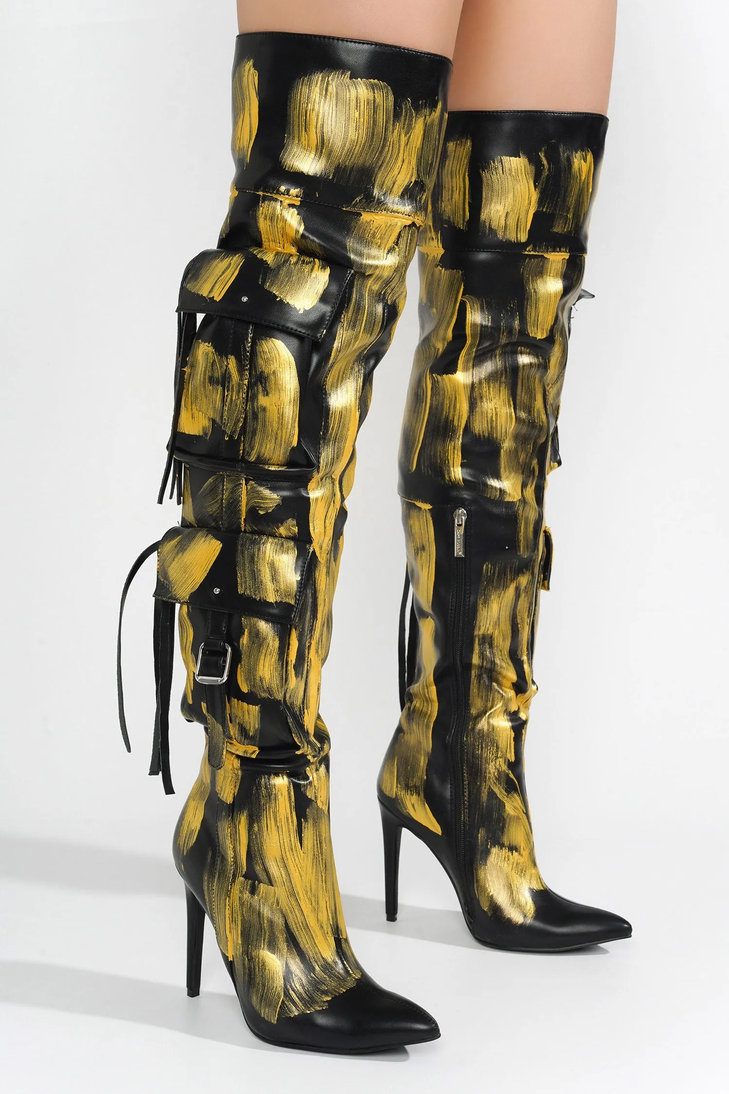 Detroit Thigh-High Boots - Gold sold by Cape Robbin product image thumbnail 5