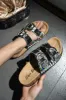 Zarla Rhinestone Buckle Open Cork Sandals - Black sold by Cape Robbin