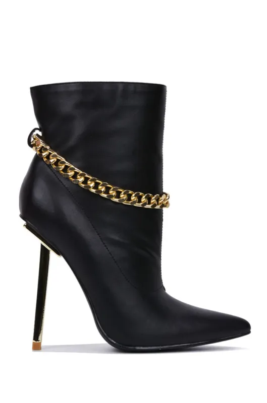 Joelle Chain Pointy Toe High Heels - Black sold by Cape Robbin