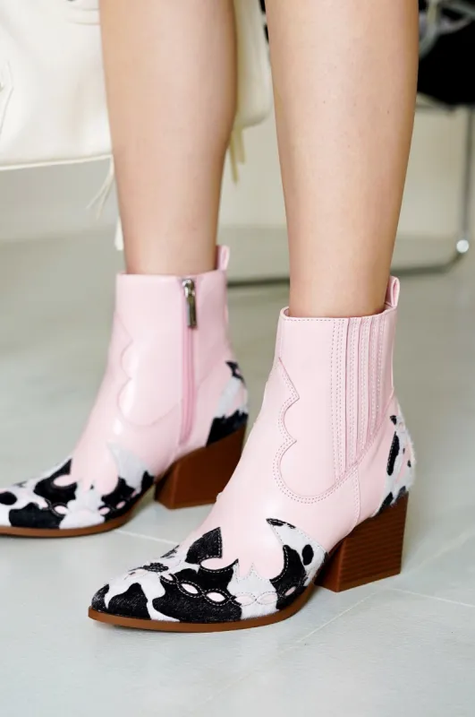 Janesa Animal Print Western Ankle Boots - Pink sold by Cape Robbin