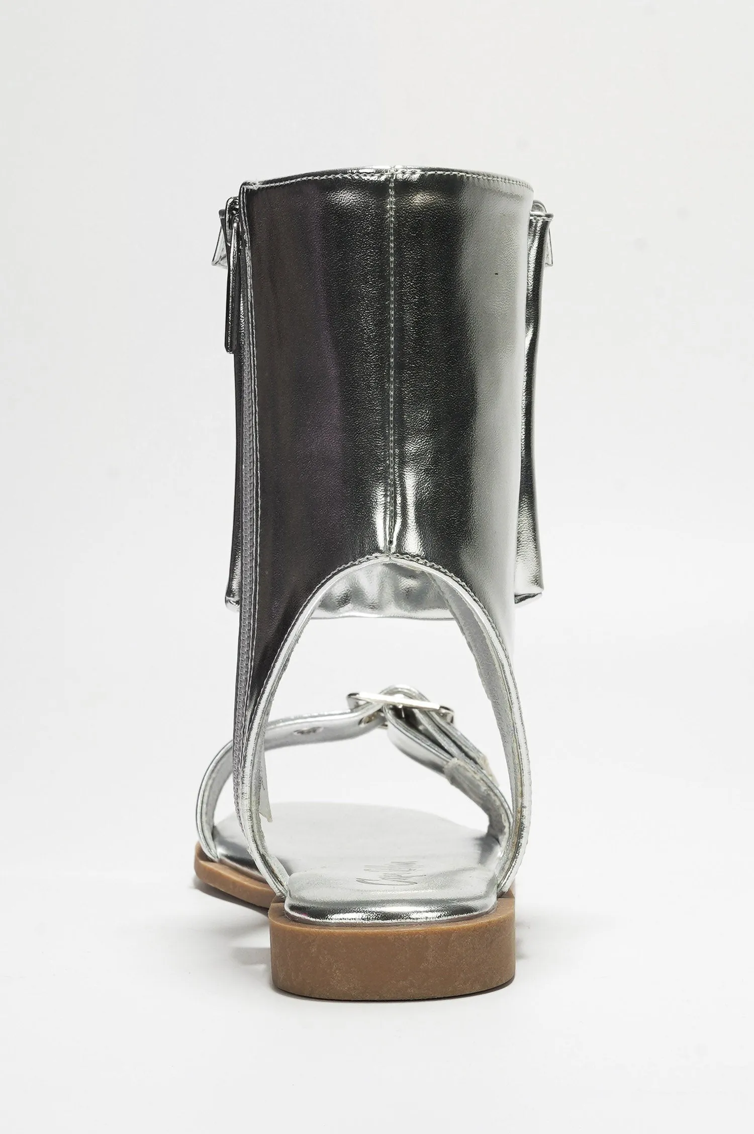 Natalie Metallic Pouch Buckle Ankle Strap Square Toe Sandals - Silver sold by Cape Robbin product image thumbnail 5